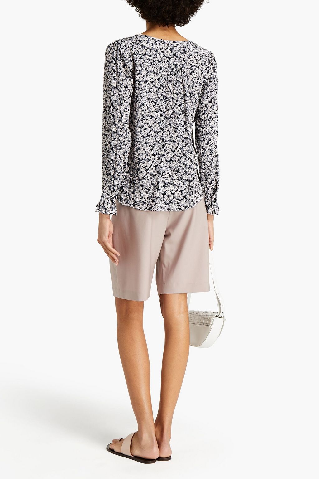 BA&SH Elsa shirred floral-print crepe blouse