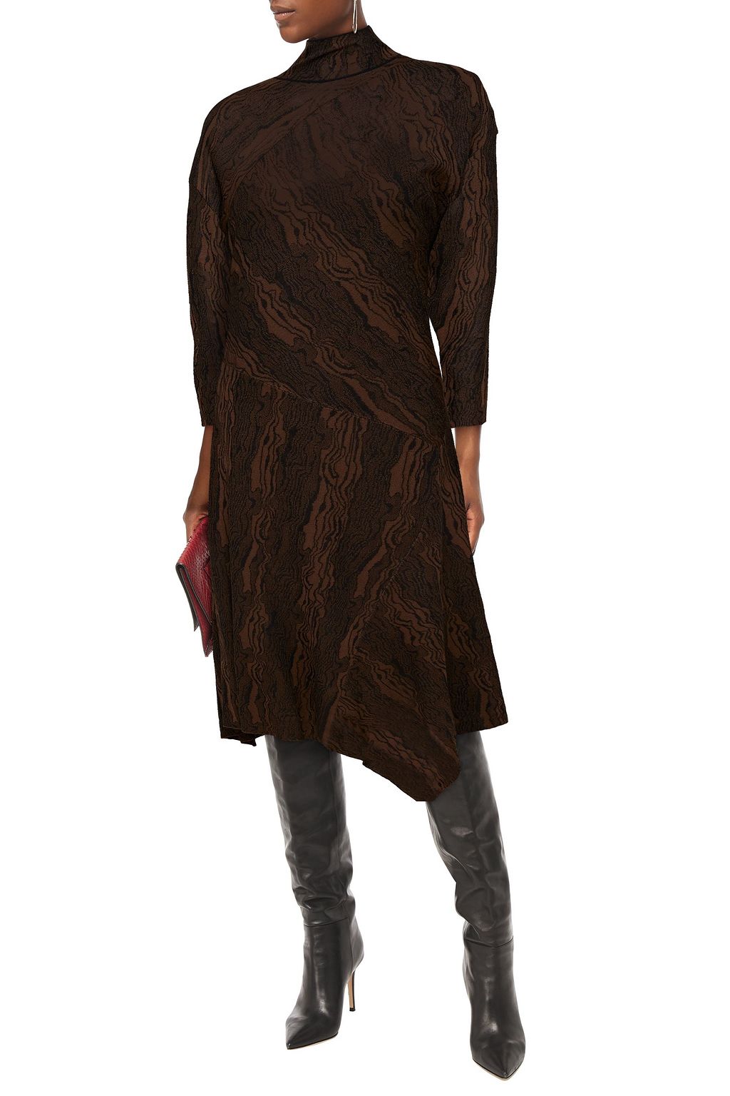 PROENZA SCHOULER Asymmetric jacquard-knit wool-blend midi dress