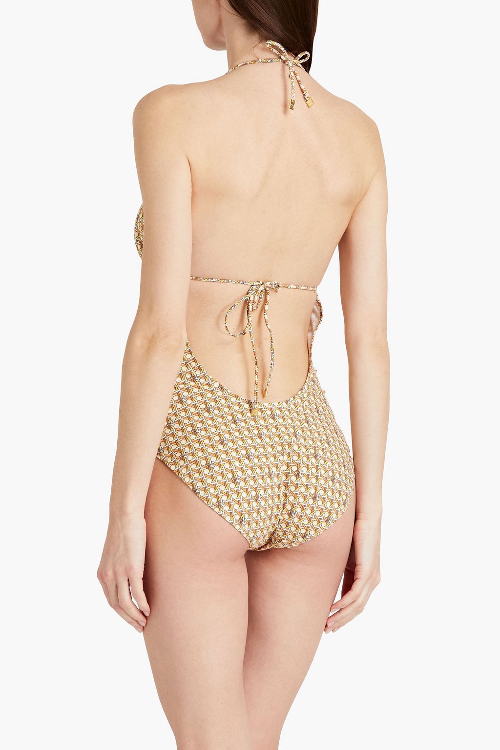 TORY BURCH Floral-print halterneck swimsuit