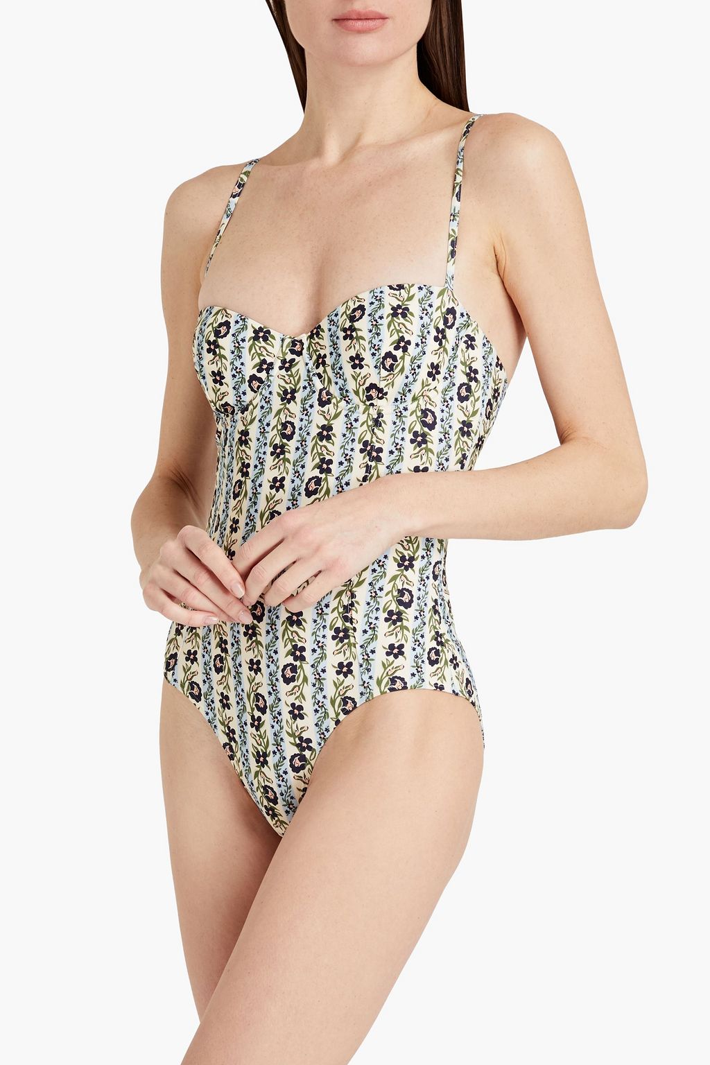 TORY BURCH Floral-print underwired swimsuit
