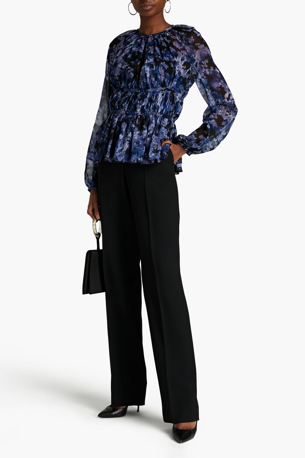 ALTUZARRA Therese gathered printed georgette blouse