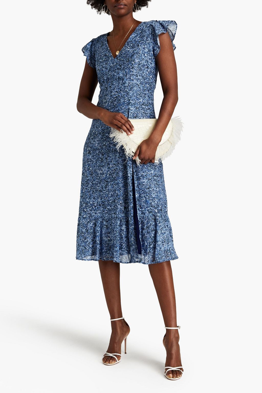 ALTUZARRA Pleated printed cotton and silk-blend voile midi dress