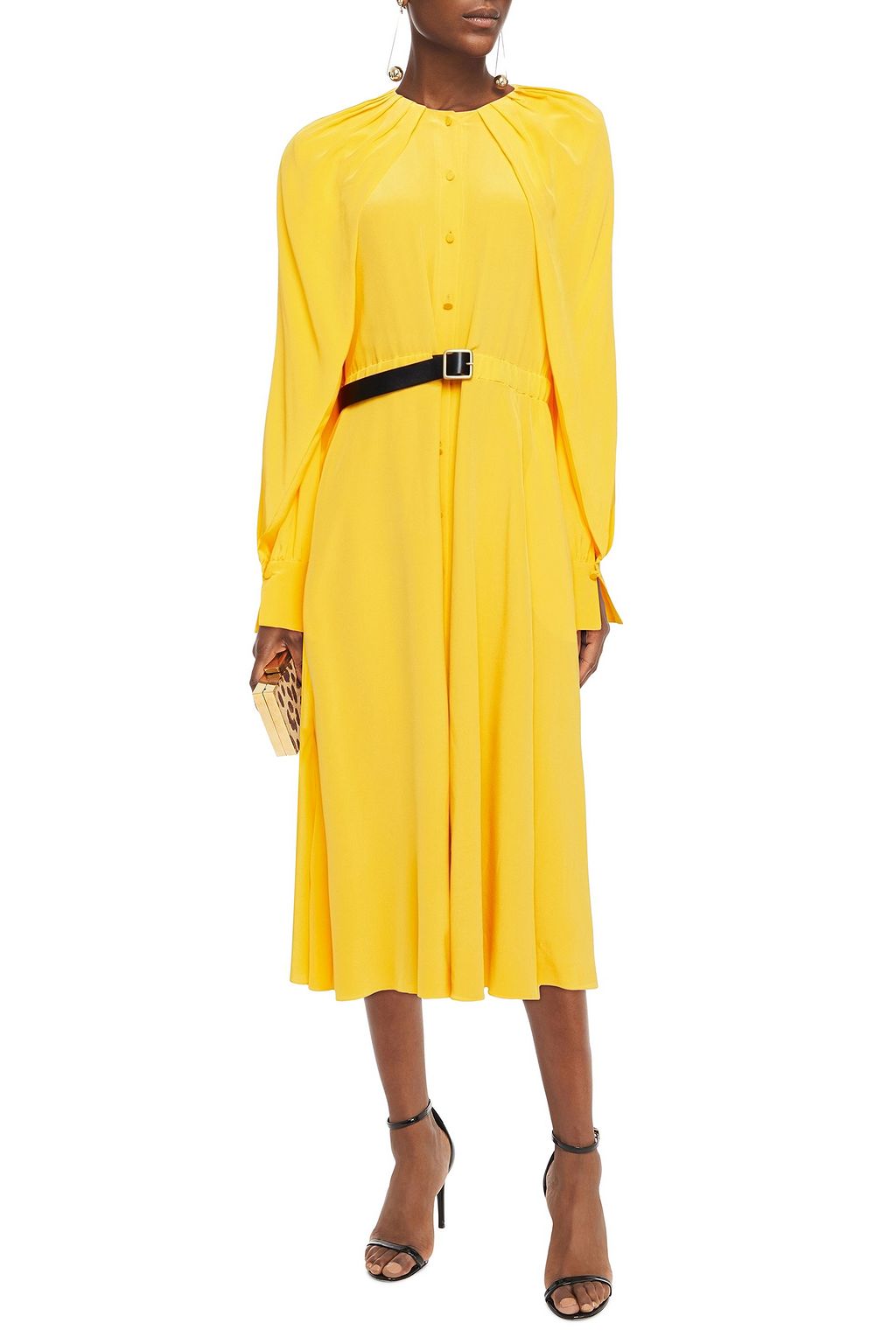 ALTUZARRA Liana belted silk crepe de chine midi dress