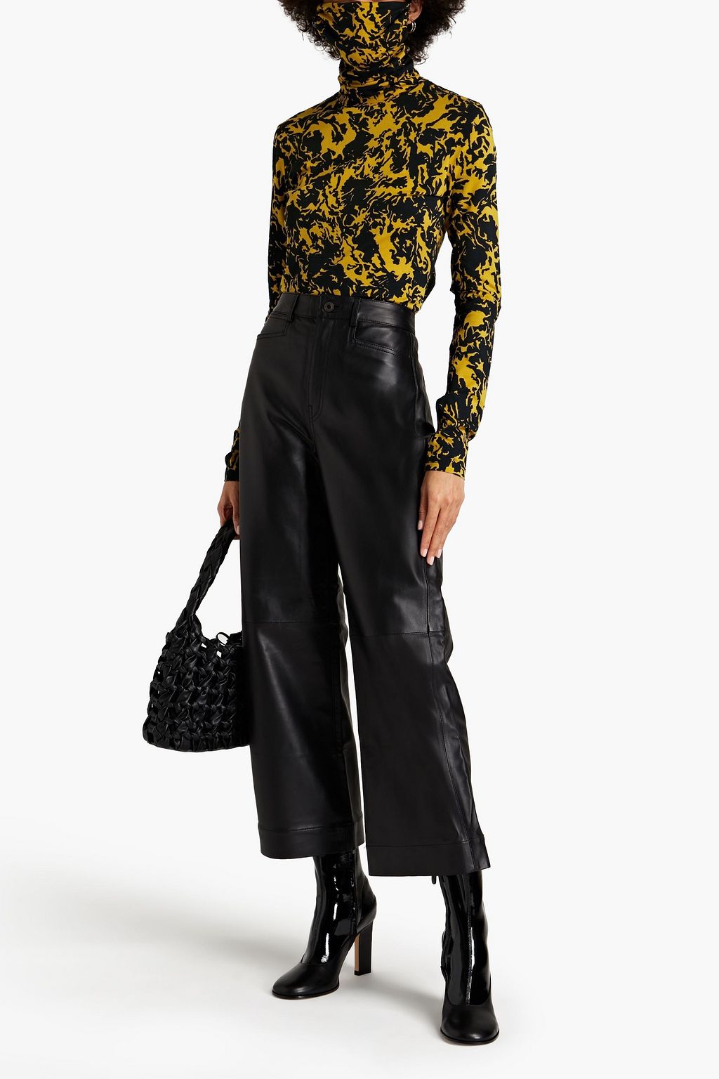 PROENZA SCHOULER Printed cotton-blend jersey turtleneck top