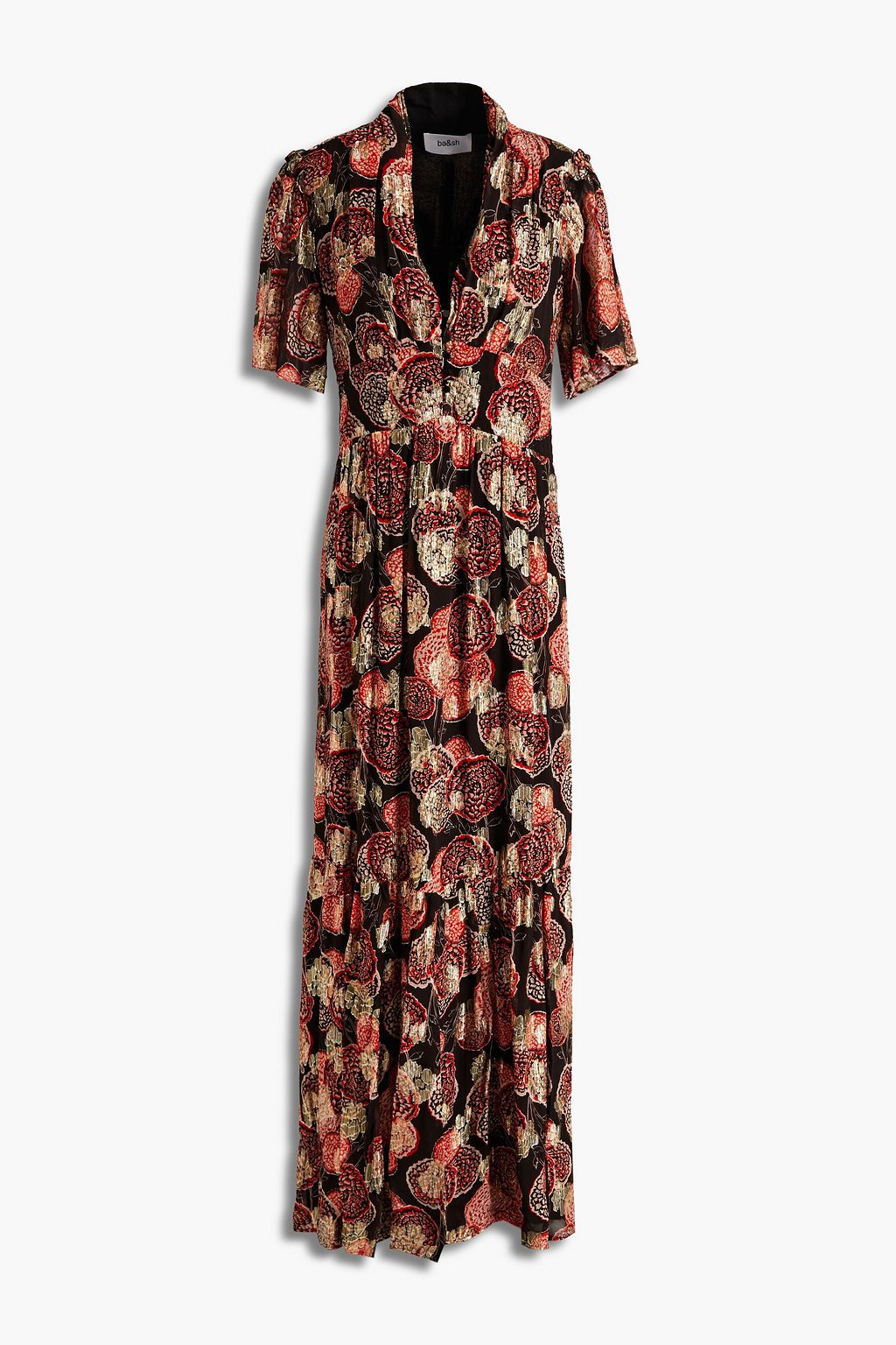 BA&SH Hide floral-print metallic fil coupé georgette maxi dress | THE ...