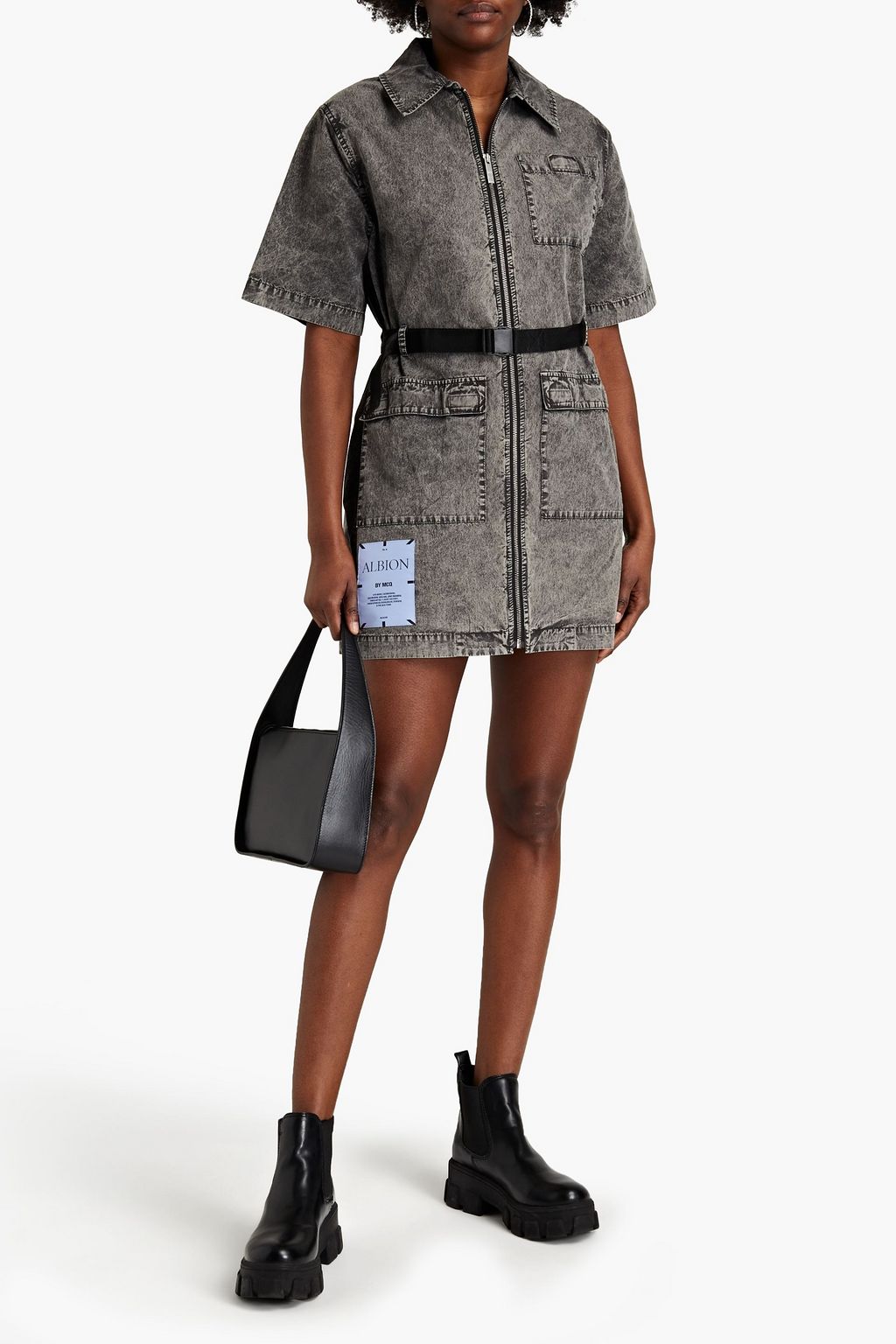 MCQ ALEXANDER MCQUEEN Appliquéd cotton-blend mini shirt dress