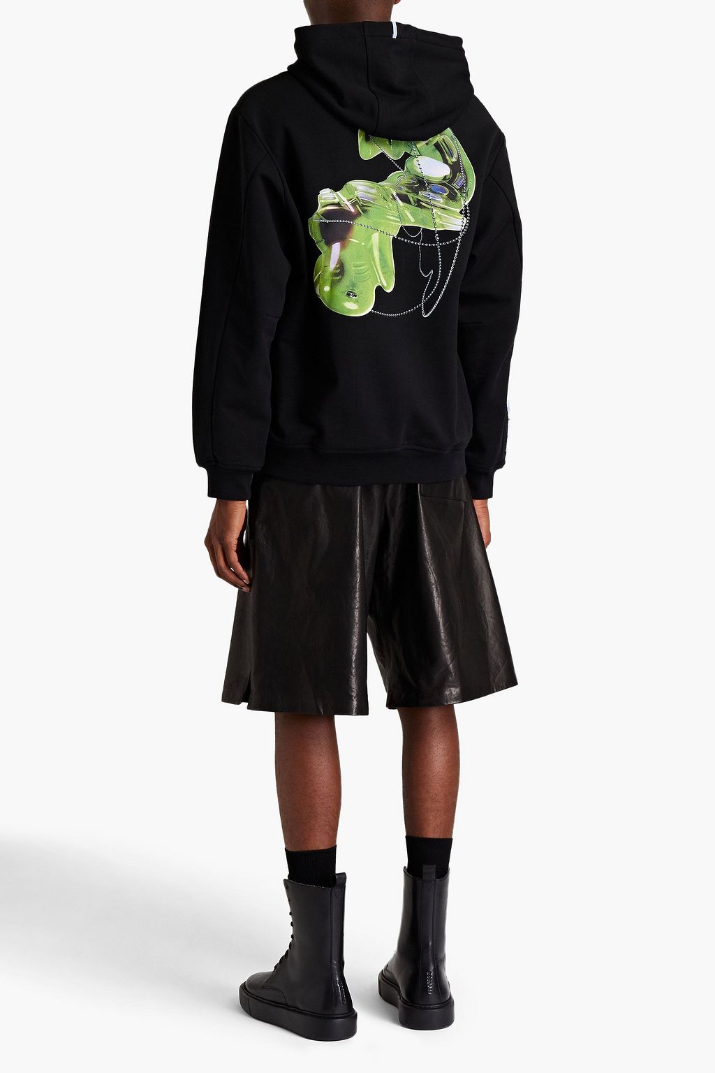 MCQ ALEXANDER MCQUEEN Chain-trimmed printed French cotton-terry hoodie