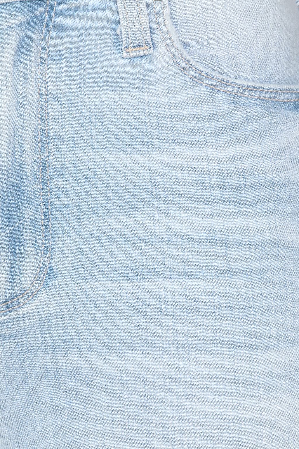PAIGE Ruffled high-rise straight-leg jeans
