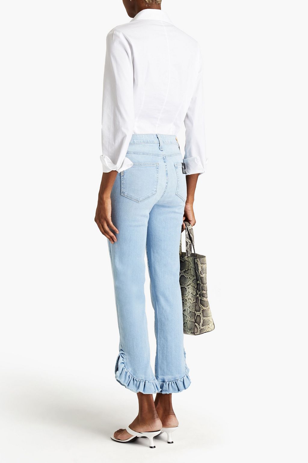PAIGE Ruffled high-rise straight-leg jeans