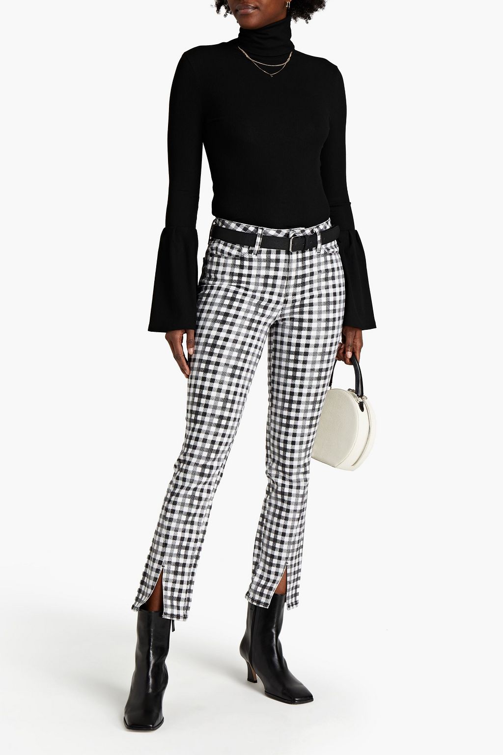 PAIGE Hoxton gingham high-rise straight-leg jeans