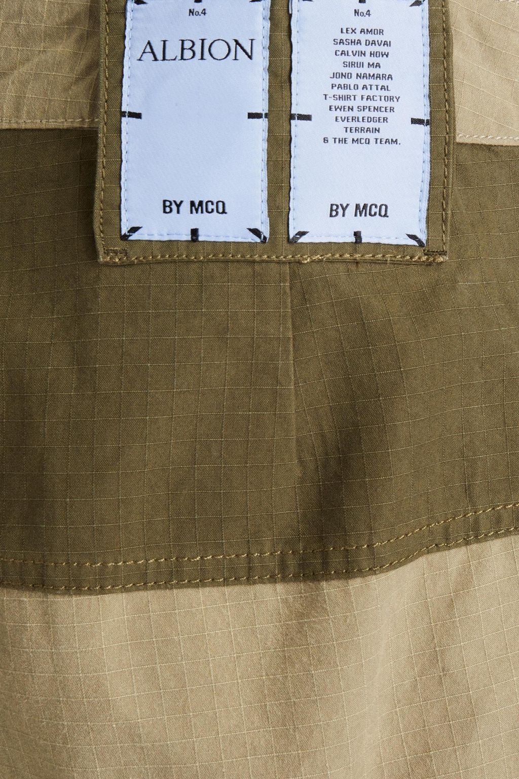 MCQ ALEXANDER MCQUEEN Appliqued two-tone cotton tapered pants