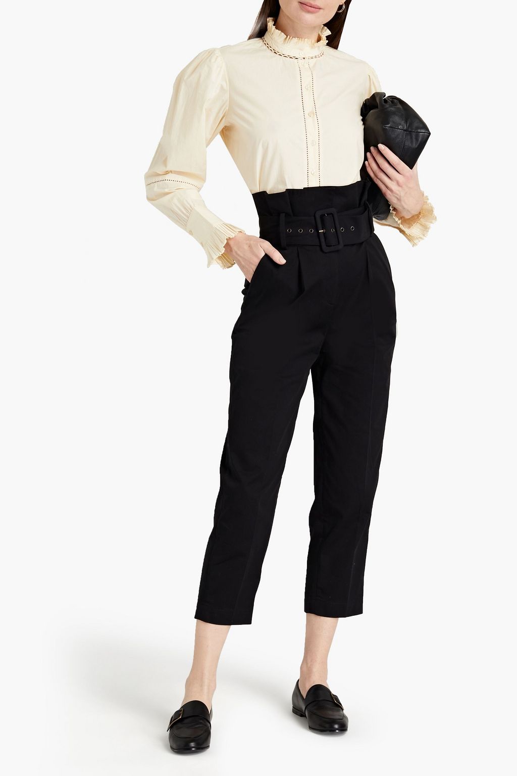 BA&SH Khol belted cotton-blend twill tapered pants