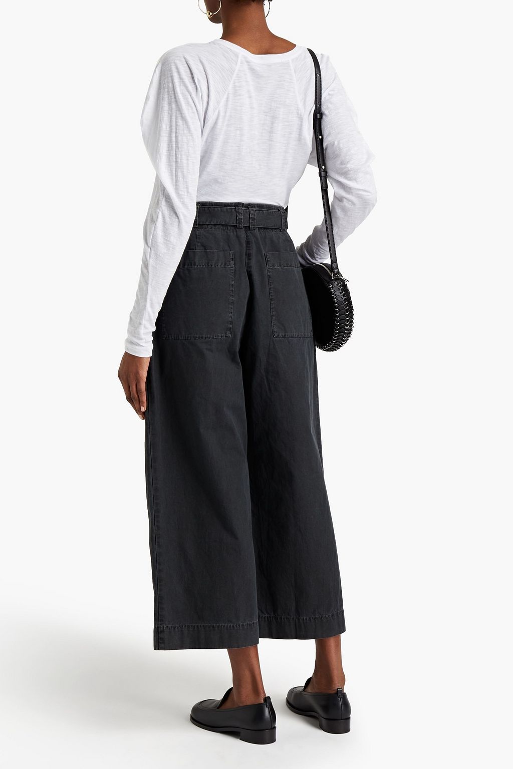 PROENZA SCHOULER Cropped belted washed-cotton wide-leg pants