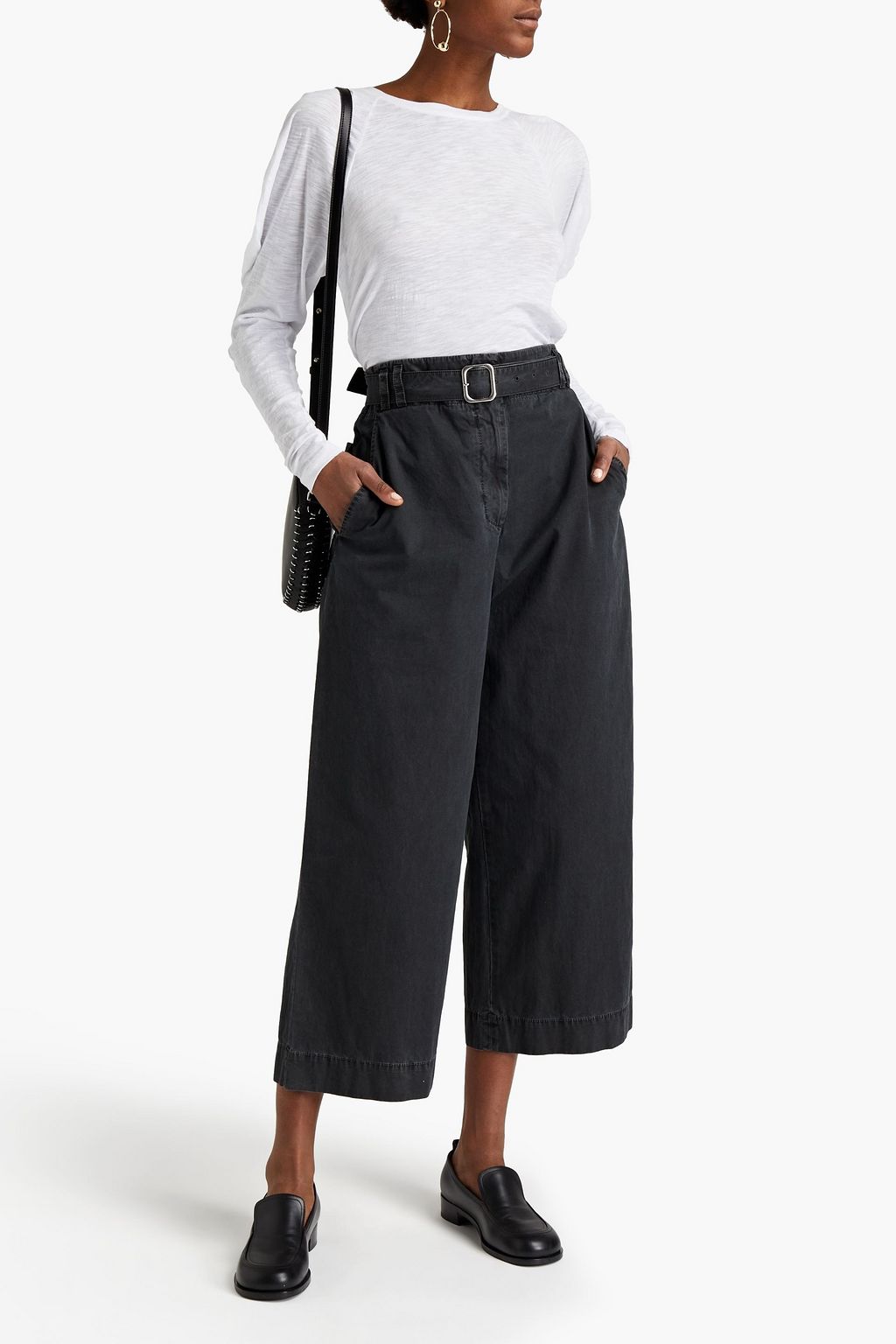 PROENZA SCHOULER Cropped belted washed-cotton wide-leg pants
