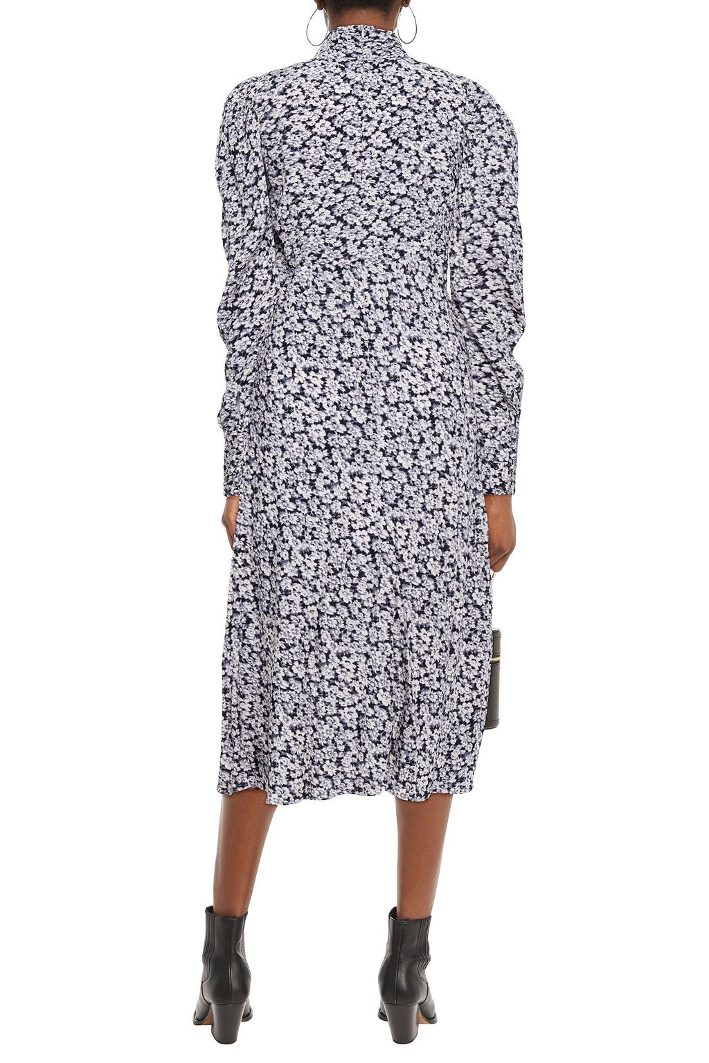 BA&SH Emilie ruched floral-print crepe midi dress