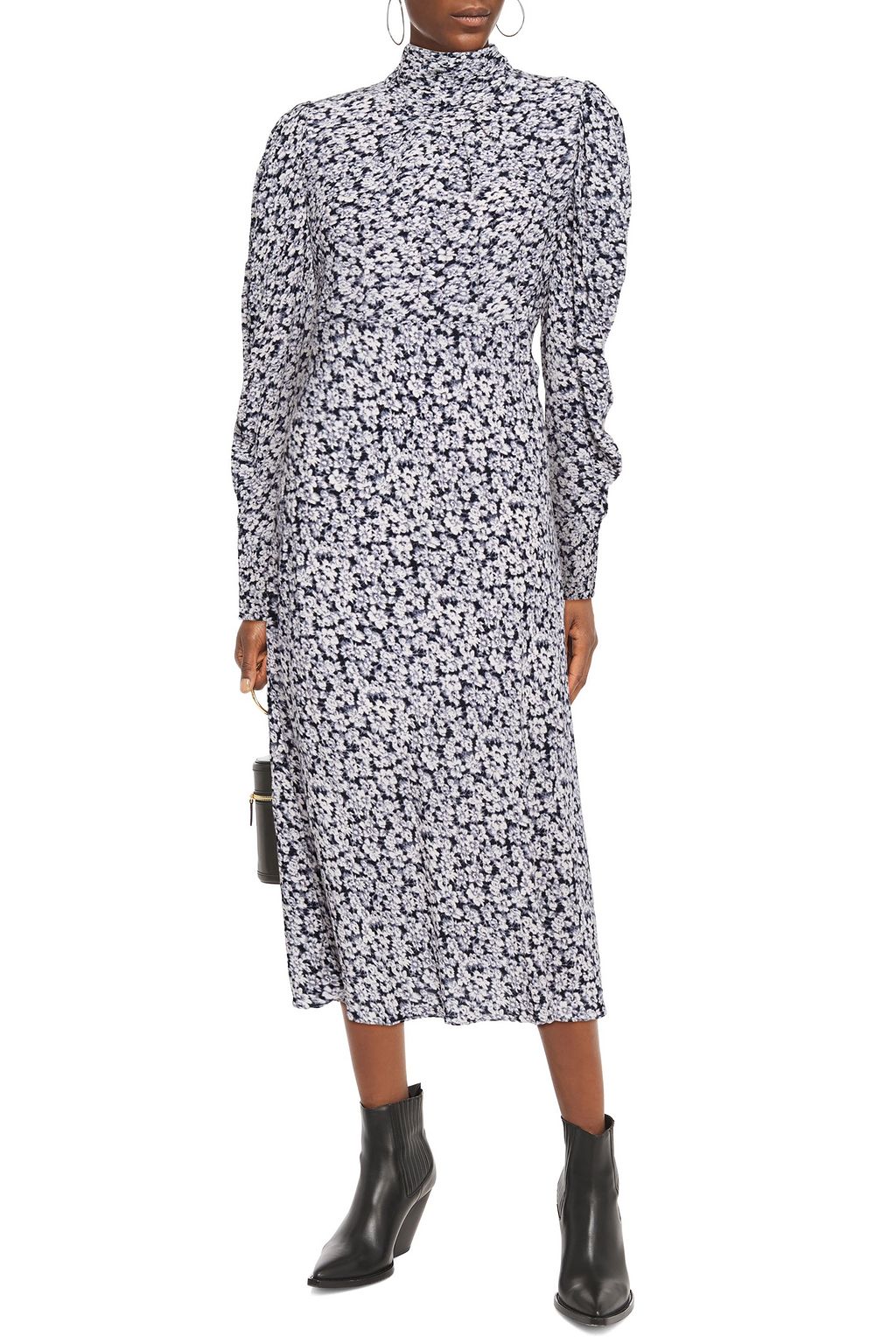 BA&SH Emilie ruched floral-print crepe midi dress