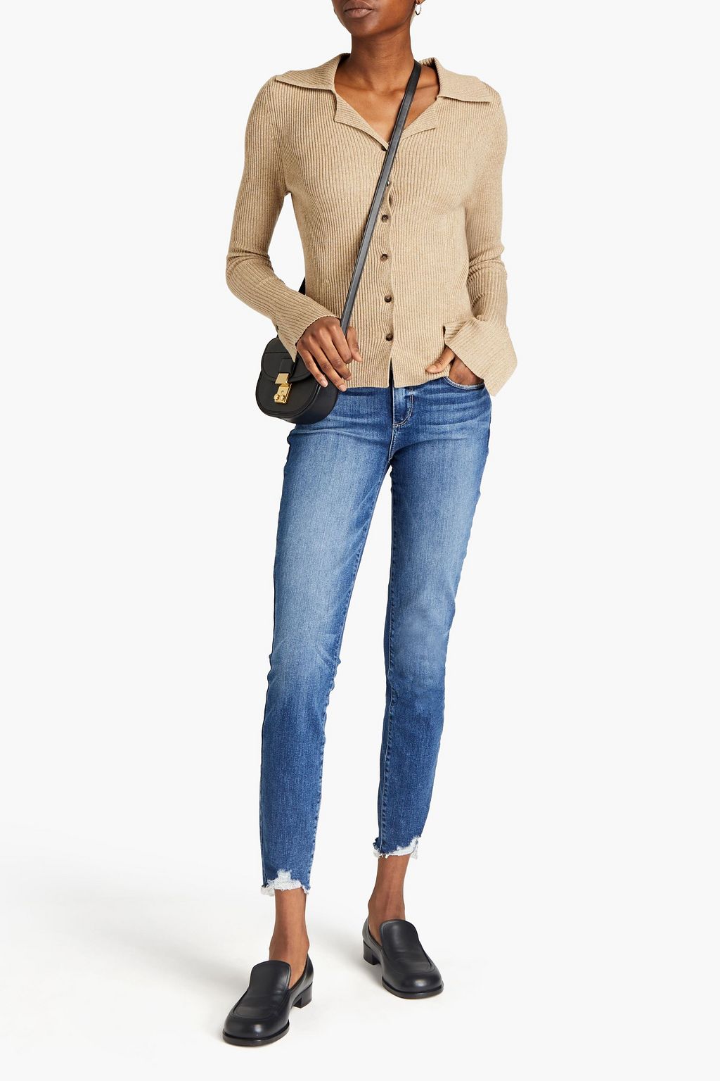 PAIGE Distressed mid-rise skinny jeans