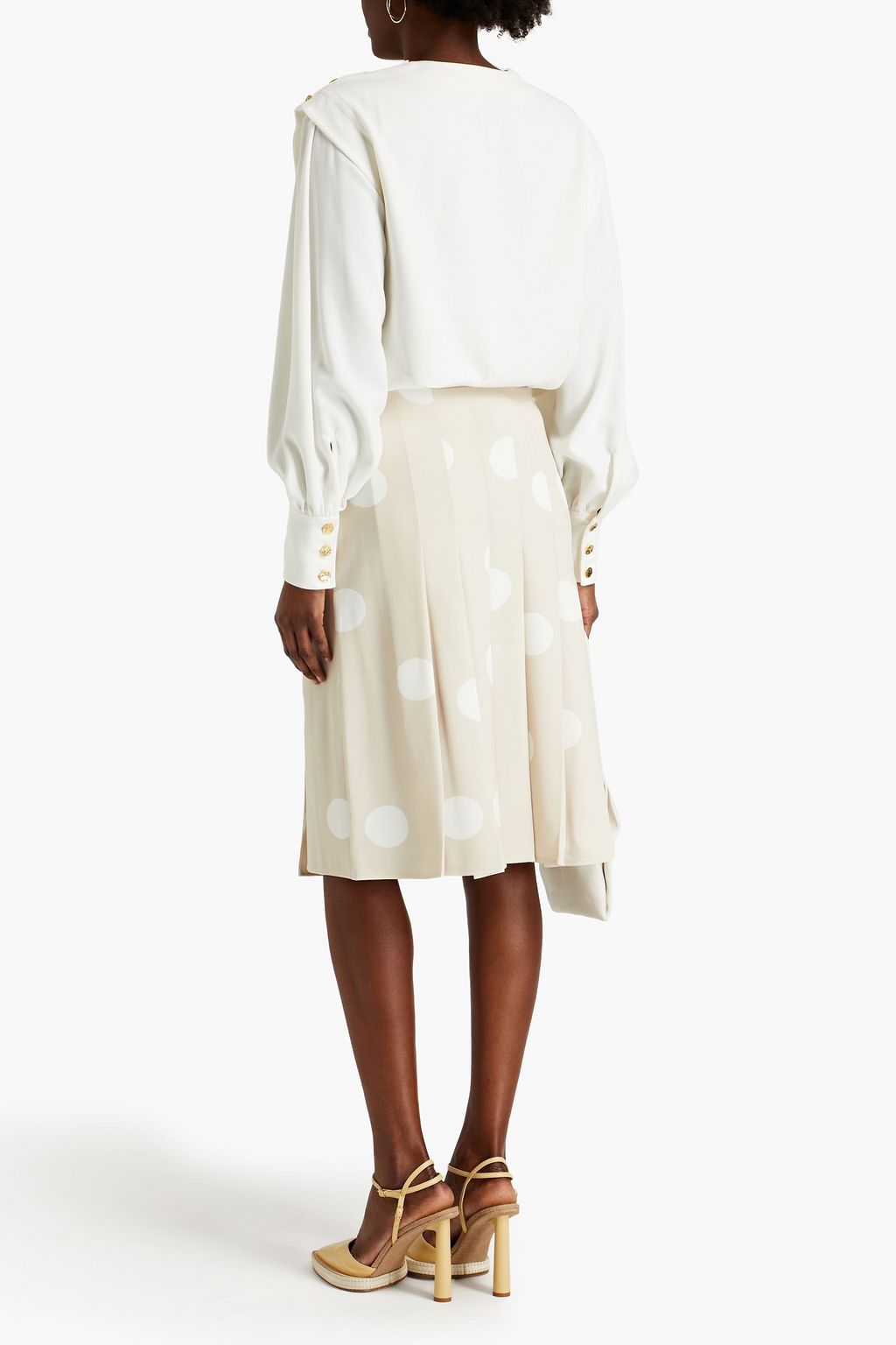 PROENZA SCHOULER Pleated polka-dot crepe wrap skirt