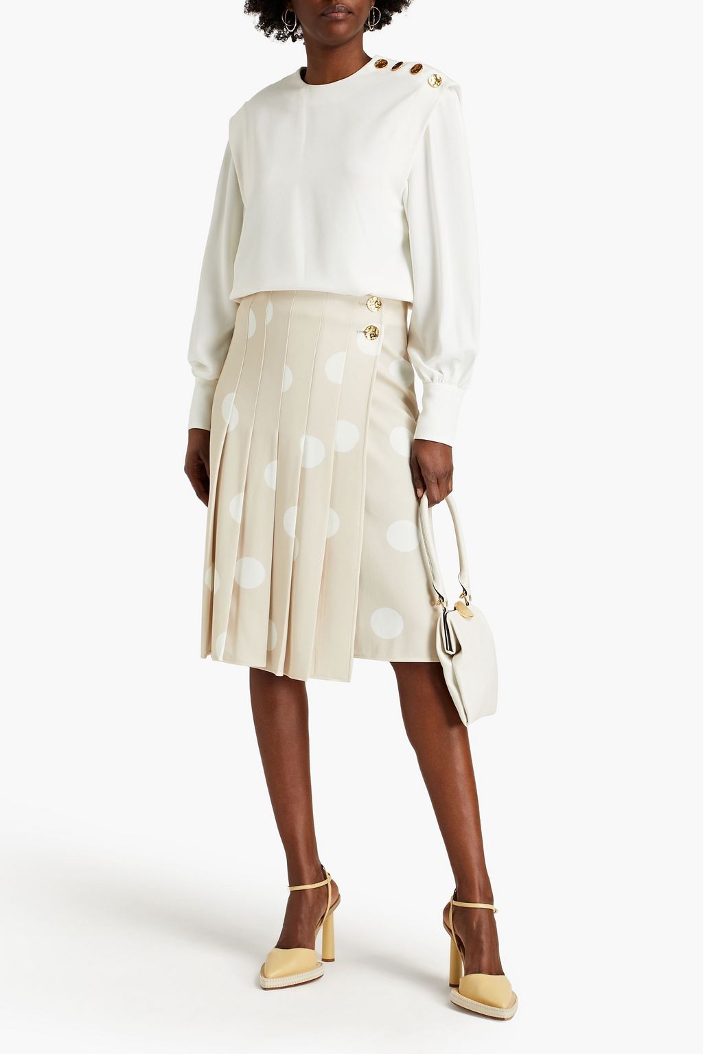 PROENZA SCHOULER Pleated polka-dot crepe wrap skirt