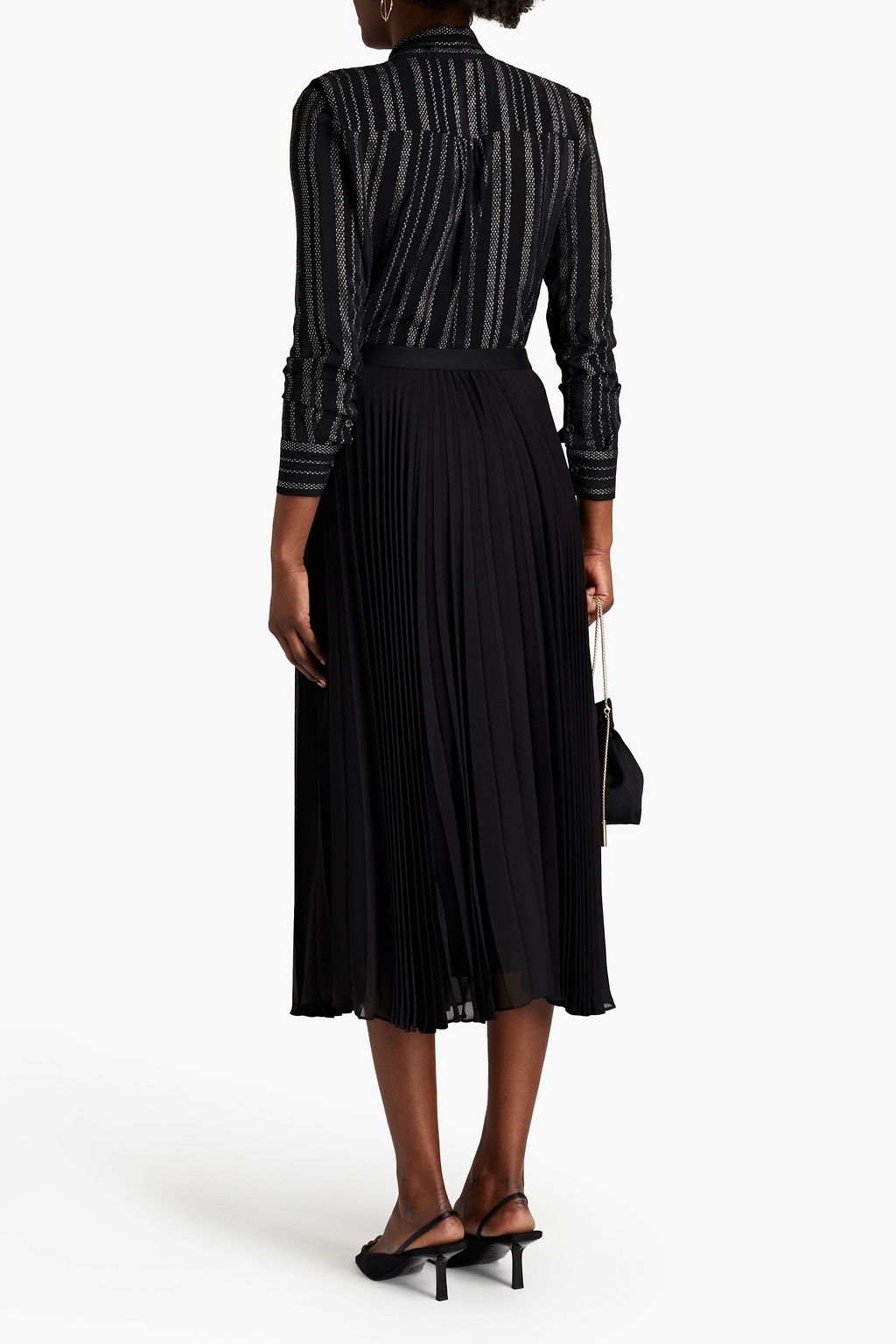 ALTUZARRA Pussy-bow metallic silk-blend crepe de chine blouse
