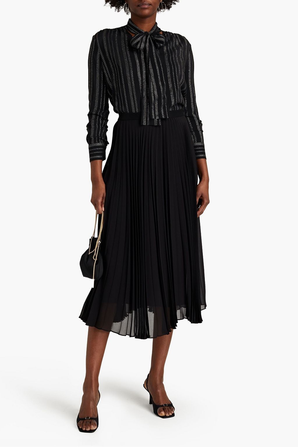 ALTUZARRA Pussy-bow metallic silk-blend crepe de chine blouse