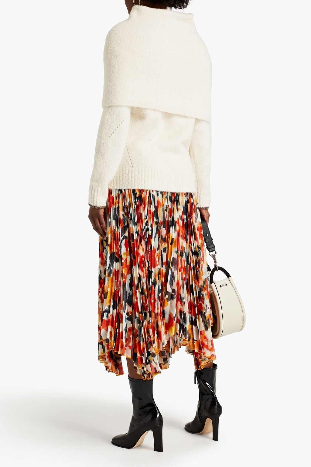 PROENZA SCHOULER Asymmetric pleated floral-print chiffon midi skirt