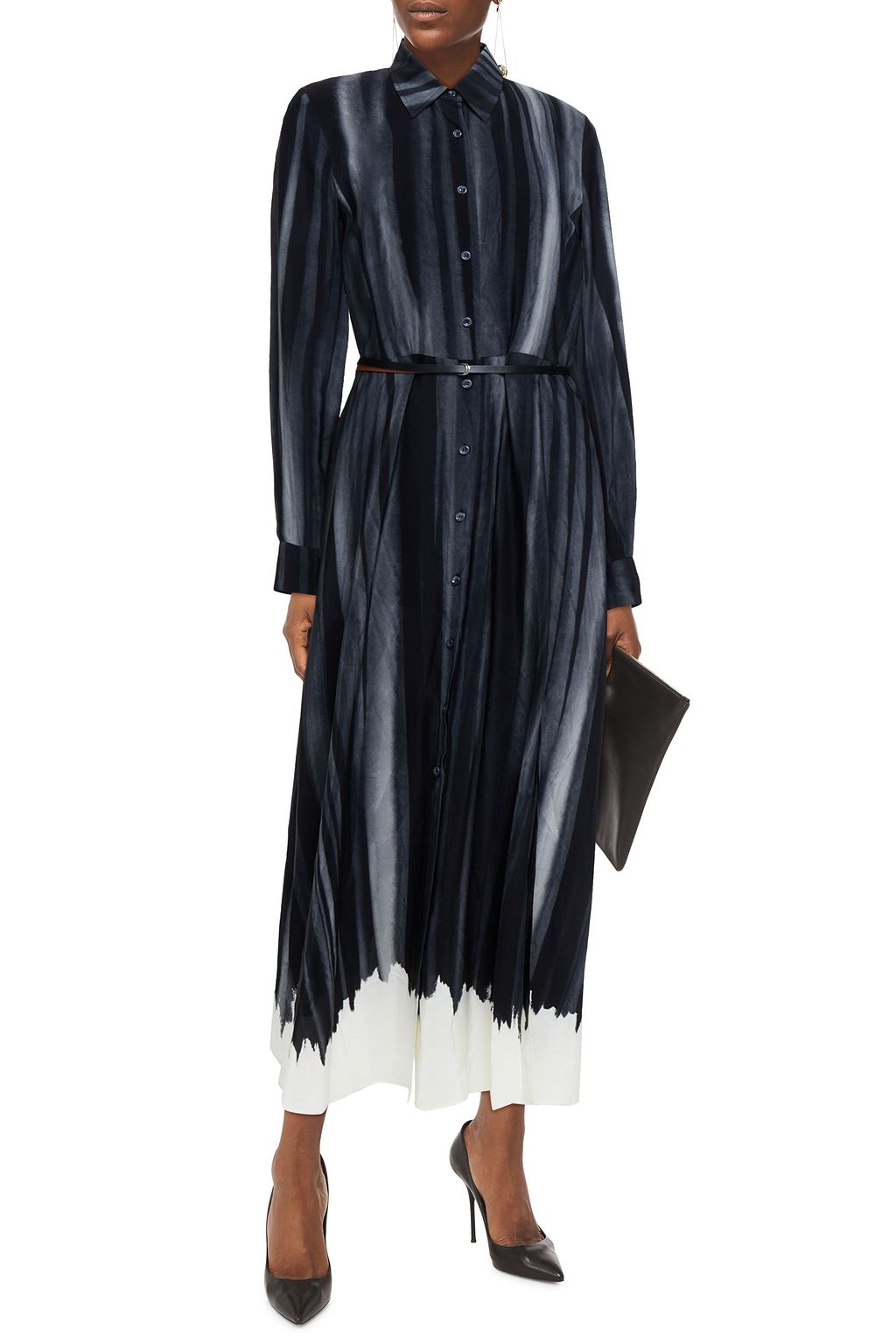 ALTUZARRA Judina belted printed silk crepe de chine maxi shirt dress