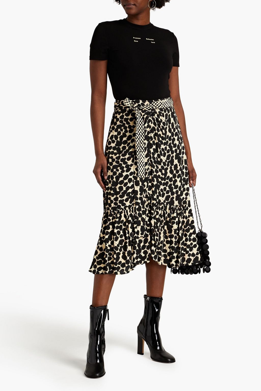 PROENZA SCHOULER Tie-front printed crepe midi skirt