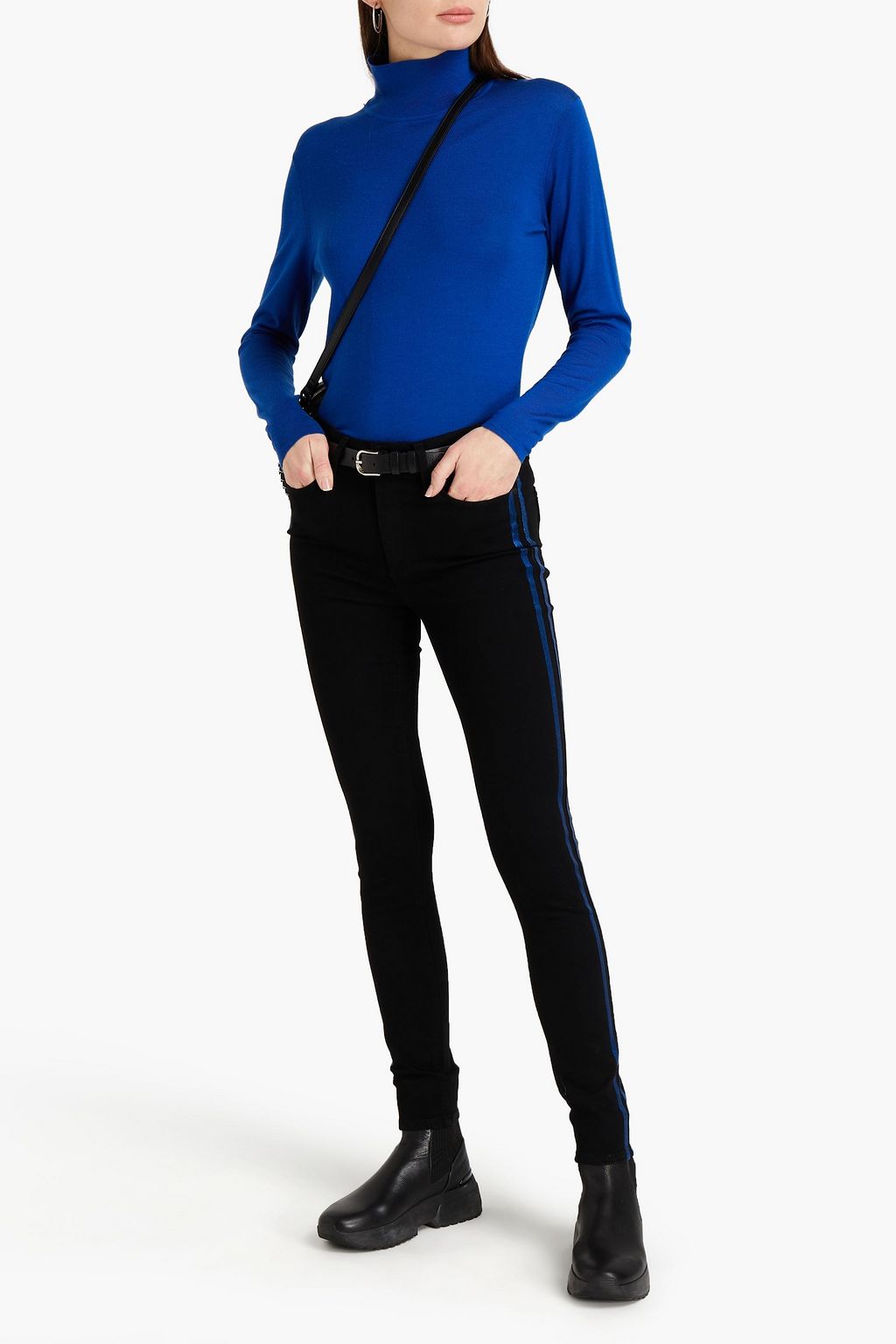 PAIGE Metallic-trimmed high-rise skinny jeans