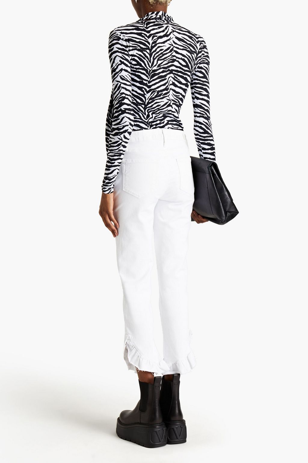 PAIGE Ruffled high-rise straight-leg jeans