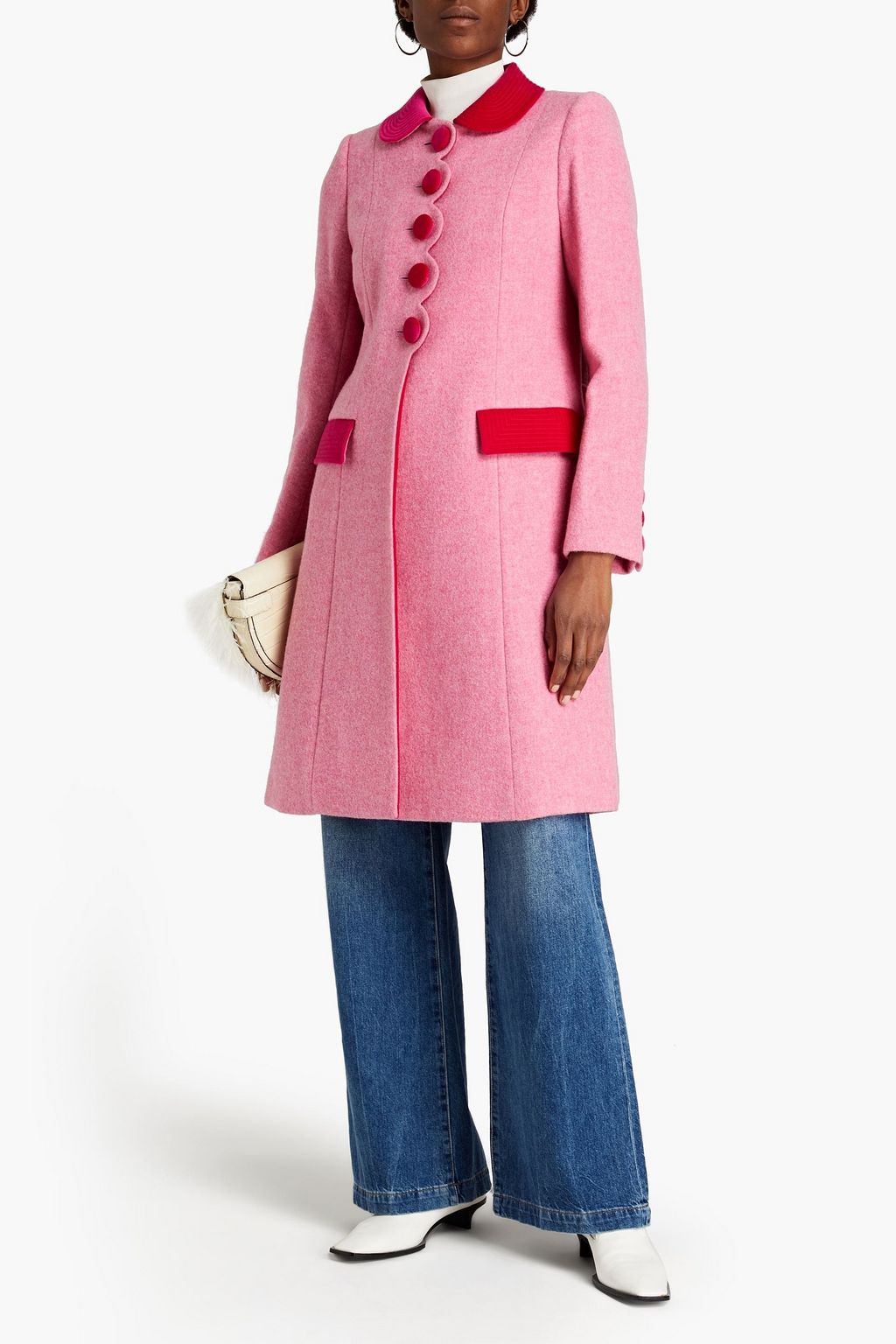 MARC JACOBS Velvet-trimmed wool-felt coat