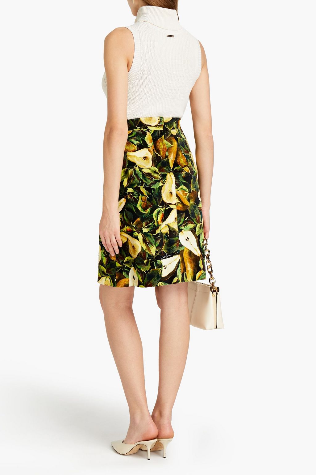 DOLCE&GABBANA Printed cotton-blend velvet skirt
