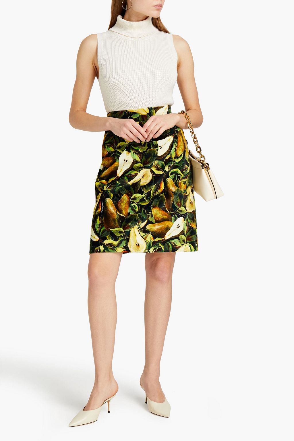 DOLCE&GABBANA Printed cotton-blend velvet skirt