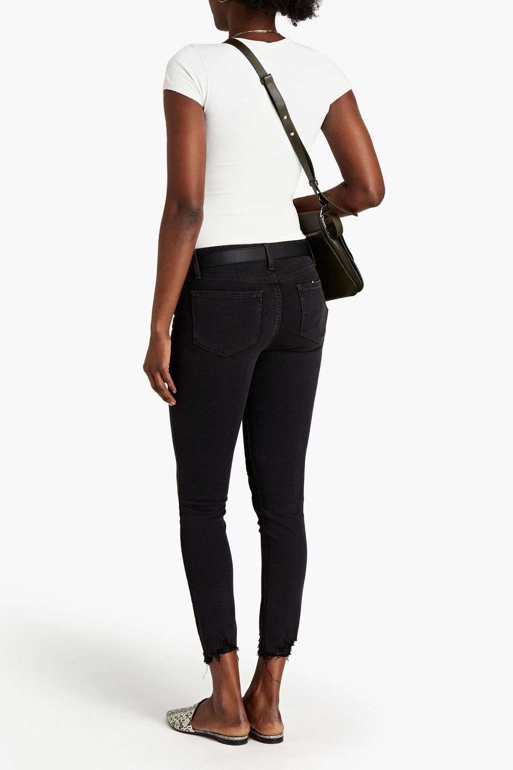 PAIGE Distressed mid-rise skinny jeans