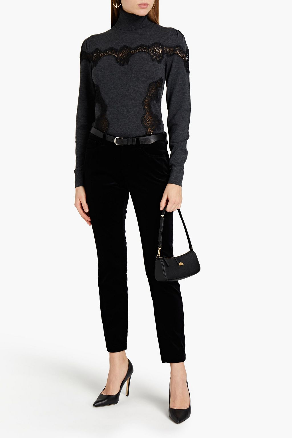 DOLCE&GABBANA Hose mit schmalem Bein aus Baumwollsamt