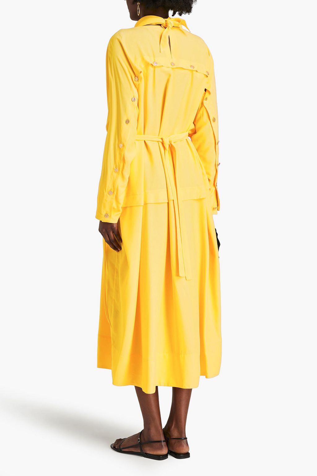 PROENZA SCHOULER Tie-back button-detailed crepe de chine midi dress