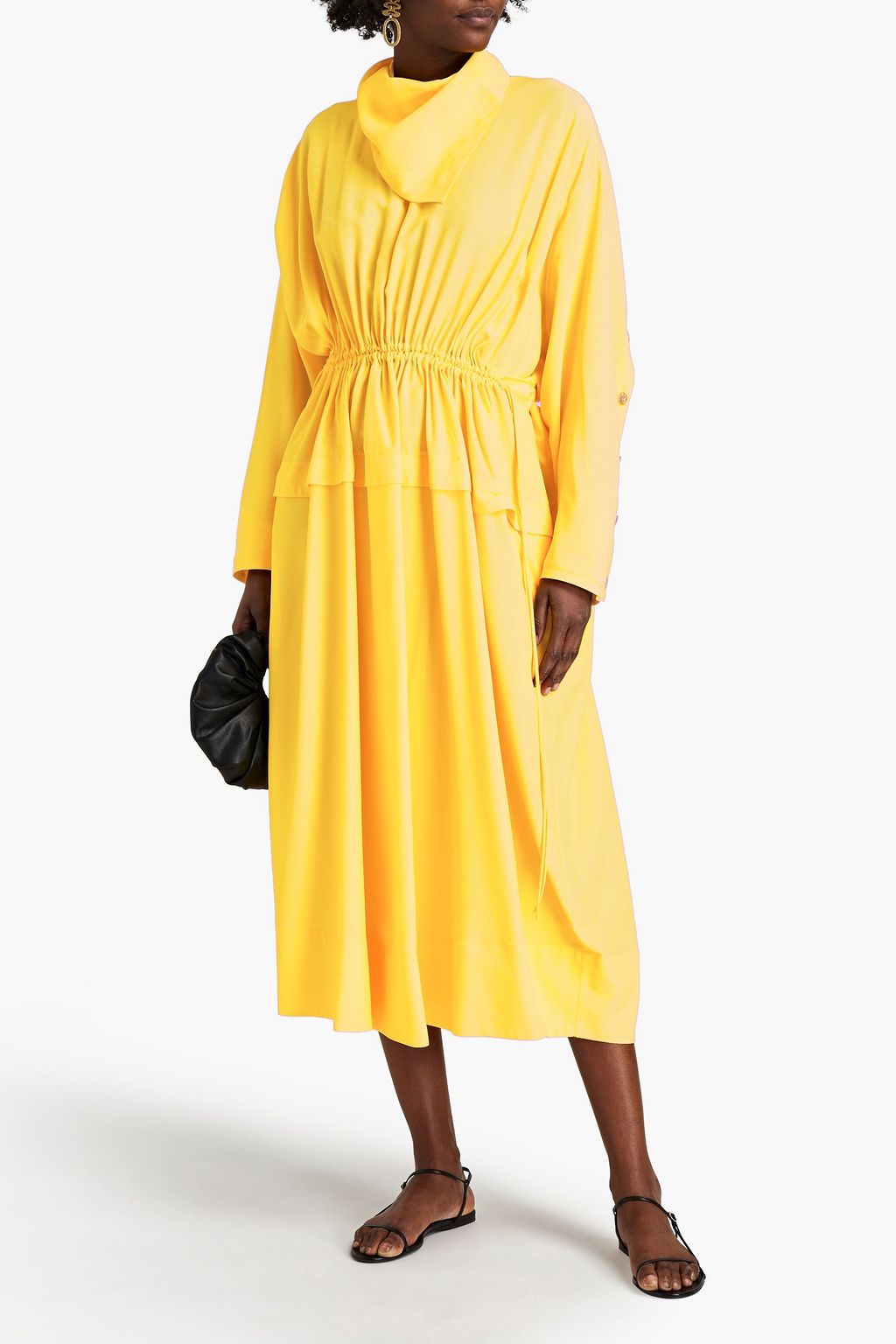 PROENZA SCHOULER Tie-back button-detailed crepe de chine midi dress