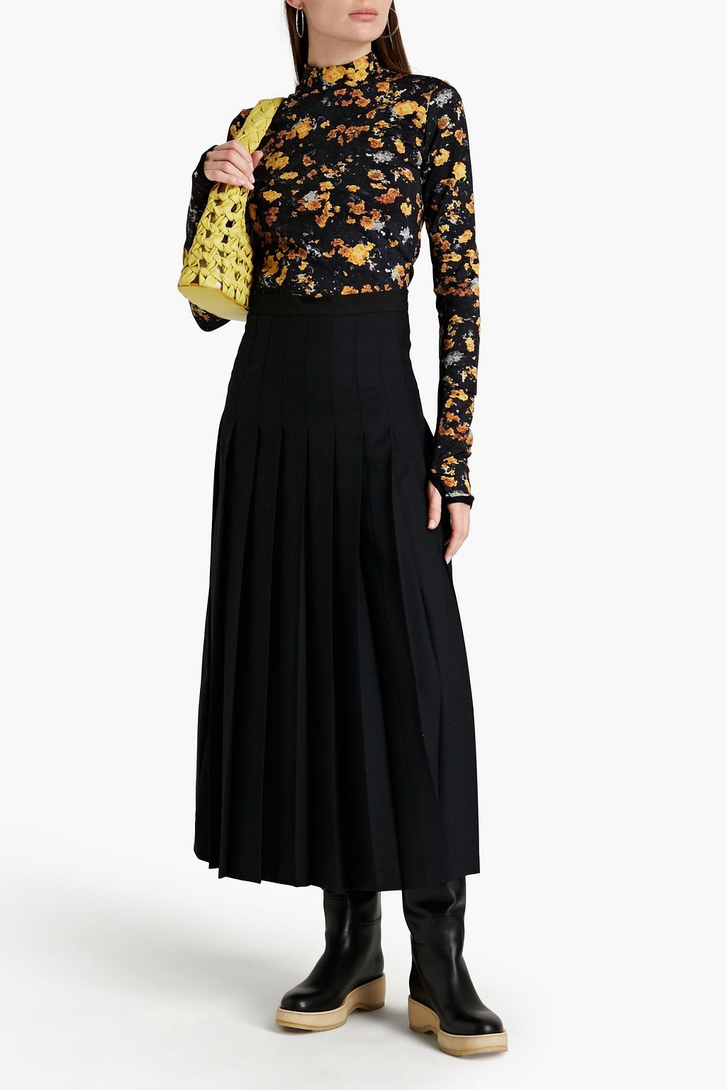 MCQ ALEXANDER MCQUEEN Pleated twill midi skirt
