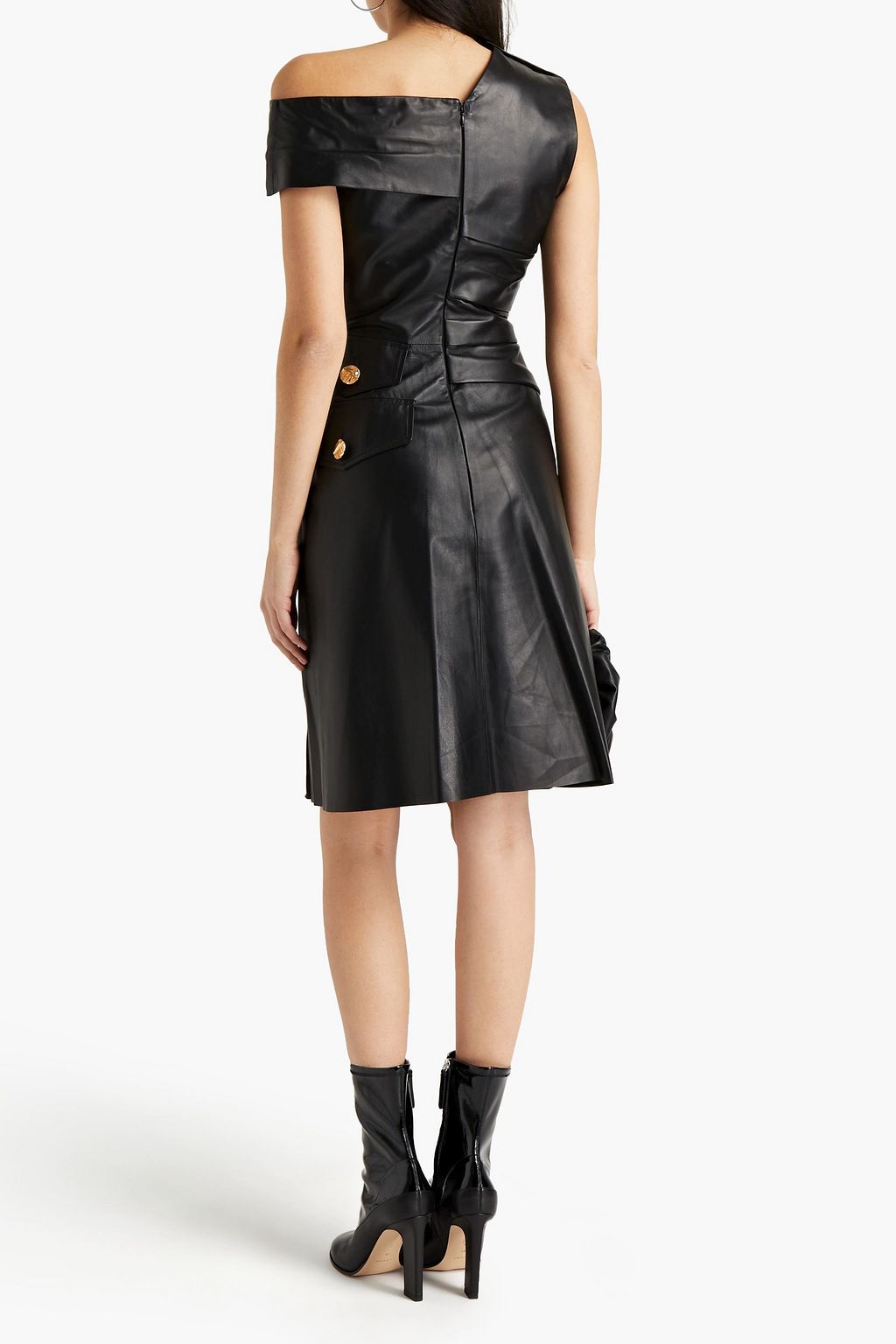 PROENZA SCHOULER One-shoulder pleated leather dress