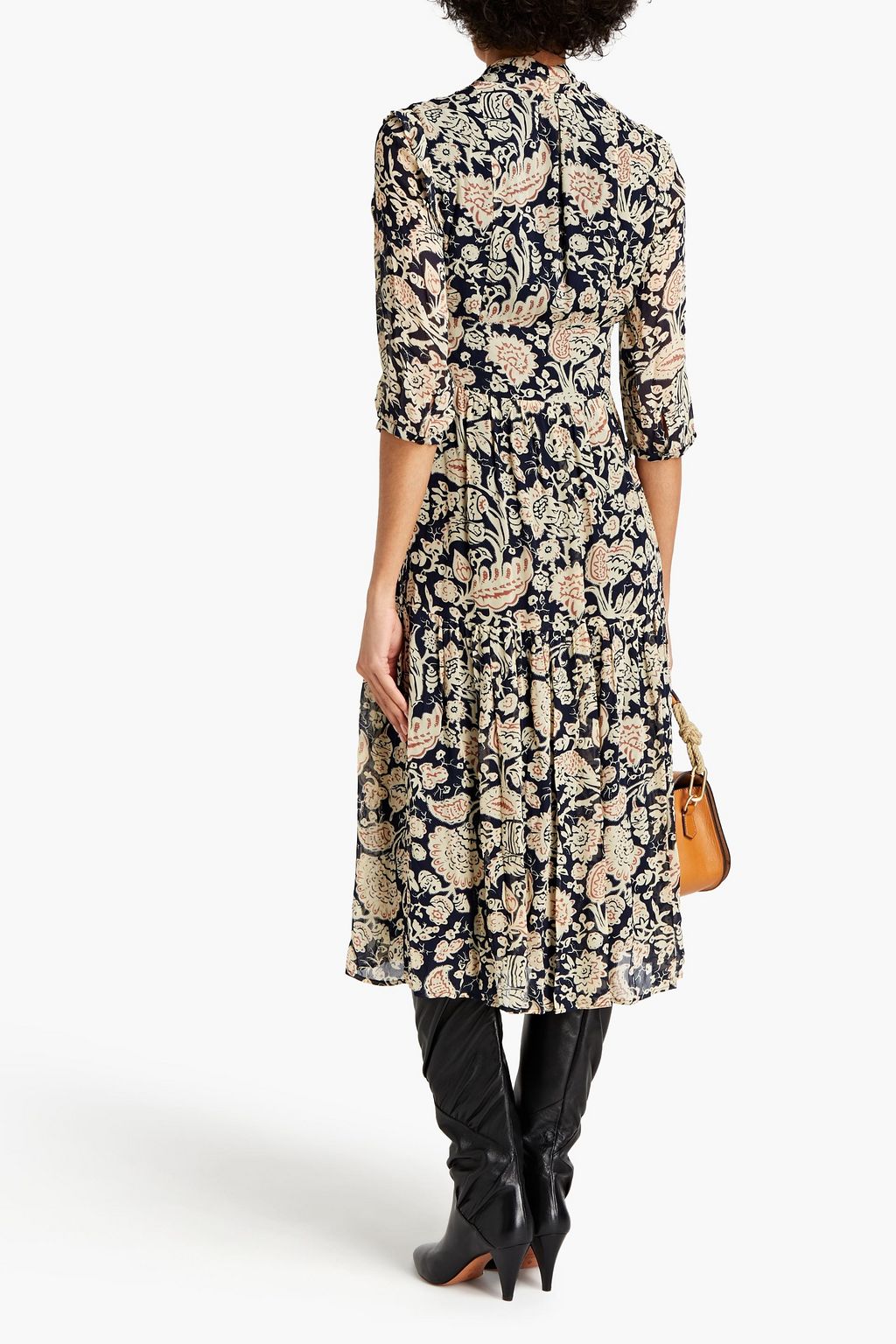BA&SH Aline ruffle-trimmed printed georgette midi dress