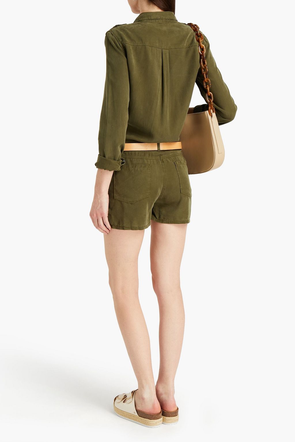 PAIGE Washed Lyocell-twill playsuit