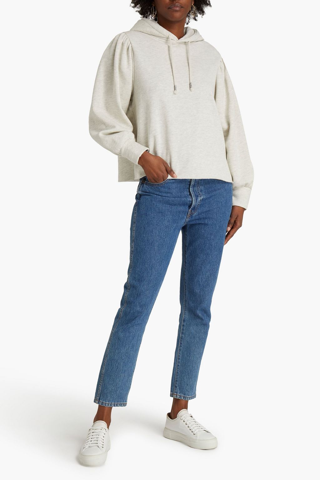 BA&SH Davi embellished cotton-blend fleece hoodie