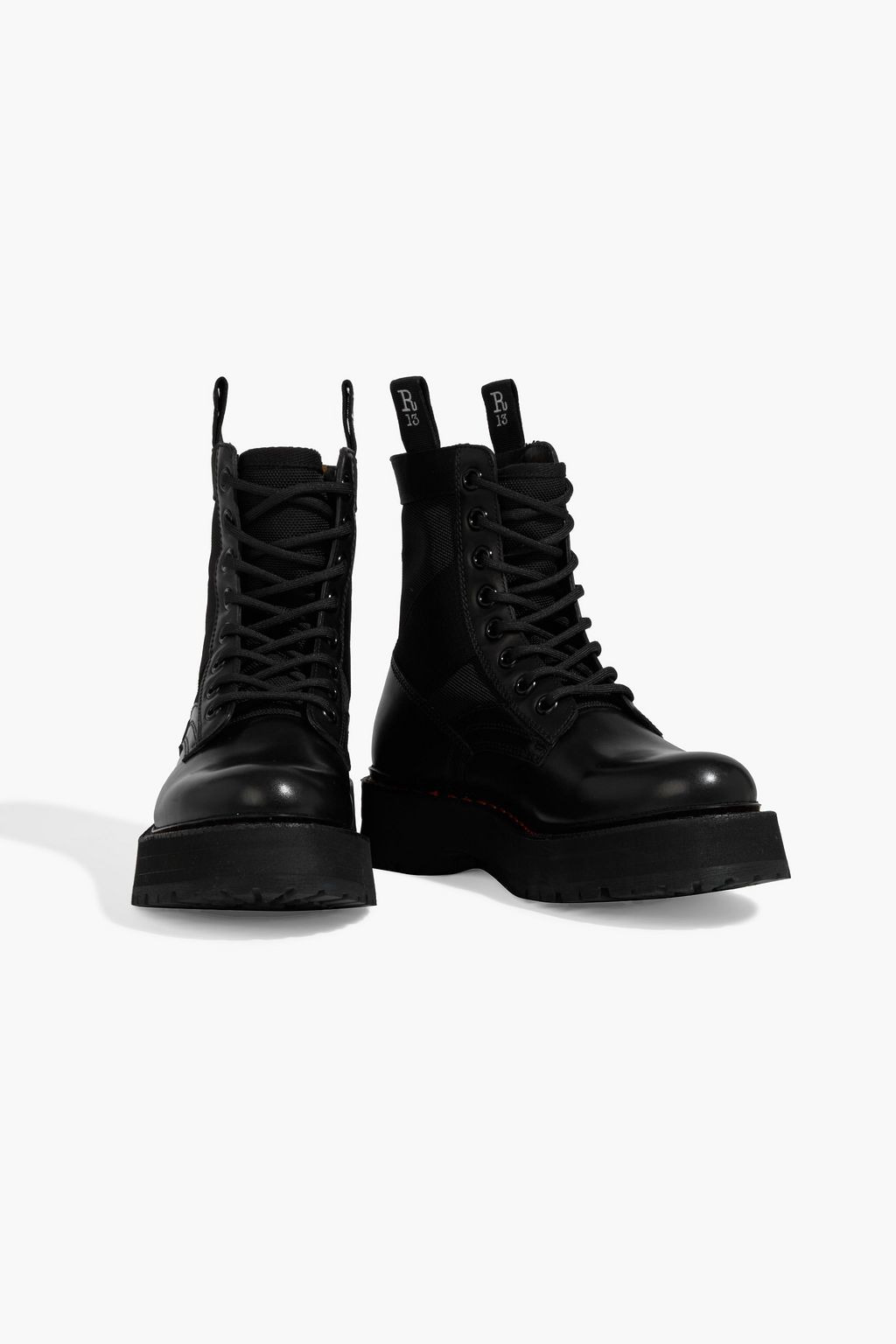 R13 Leather and canvas ankle boots