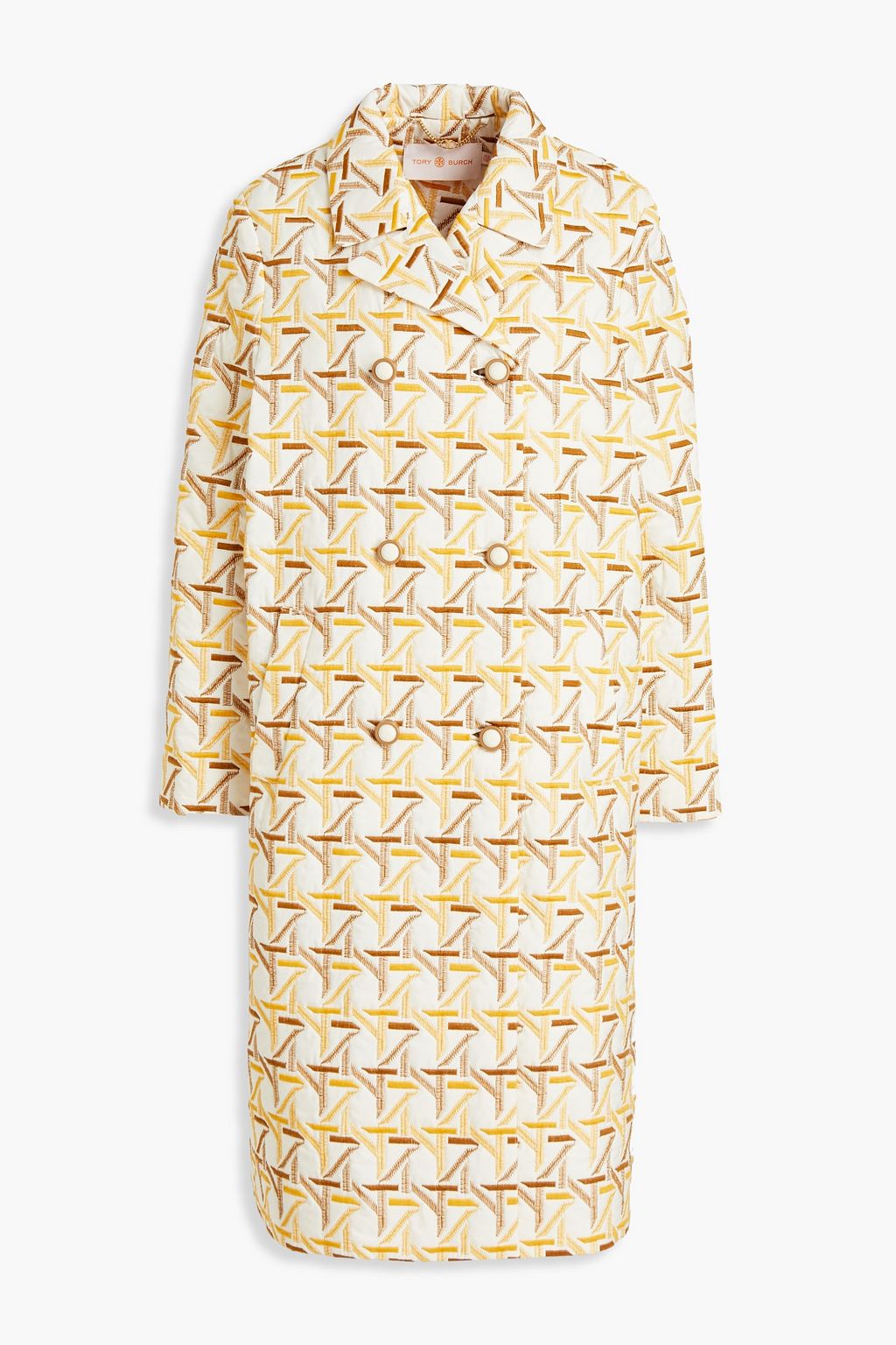 Ecru Double-breasted embroidered shell 