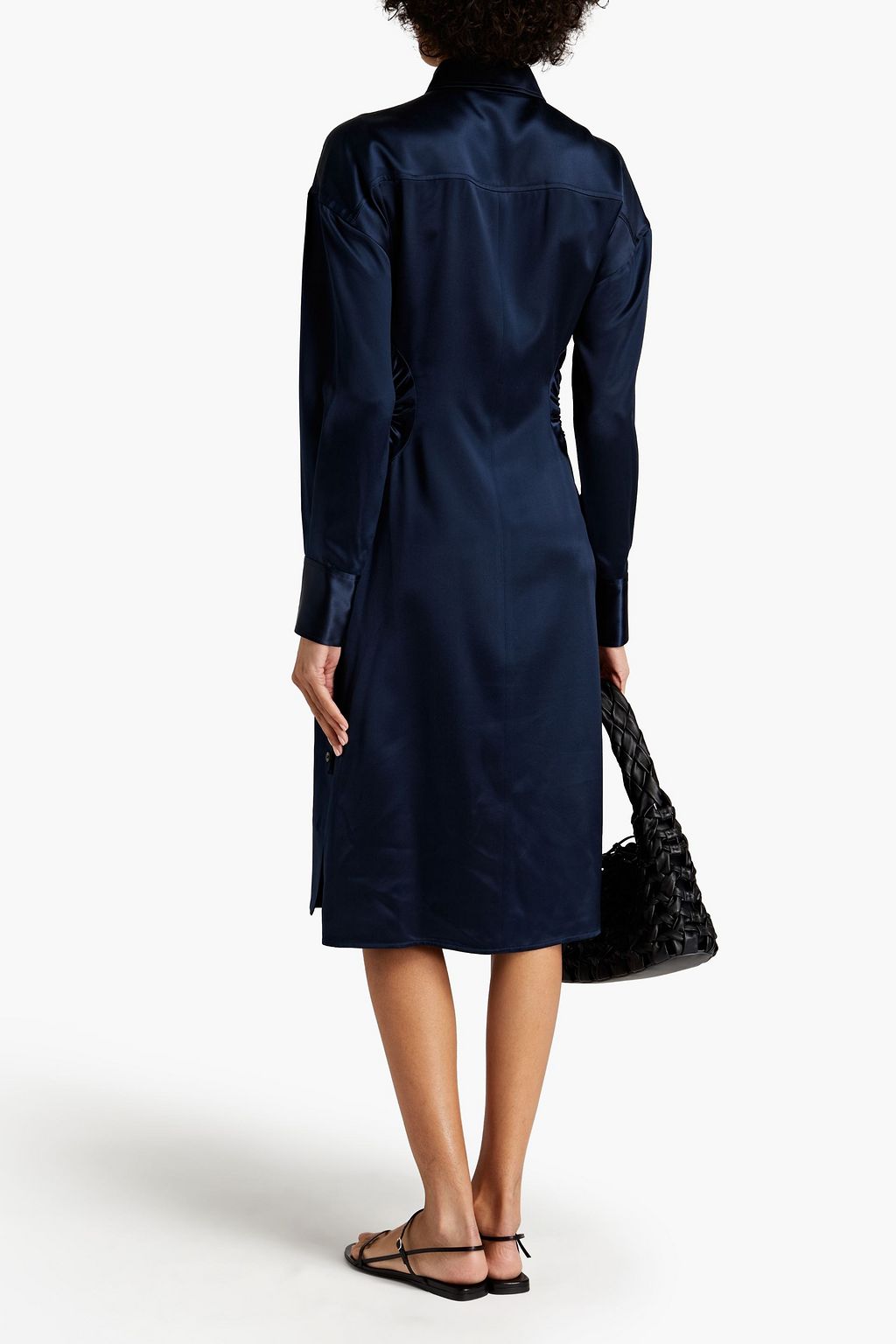PROENZA SCHOULER Cutout lace-up silk-satin shirt dress