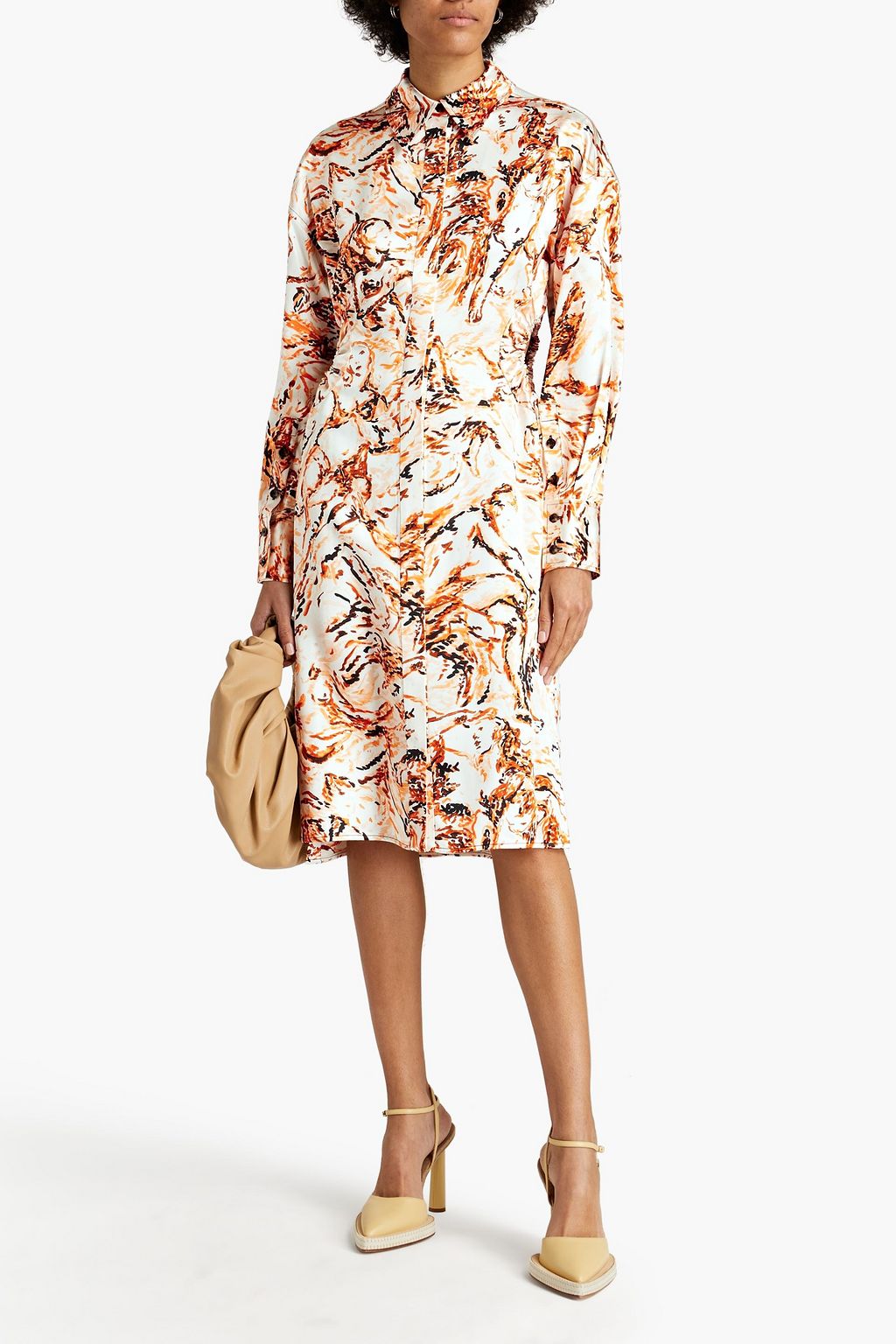 PROENZA SCHOULER Cutout printed silk-satin dress