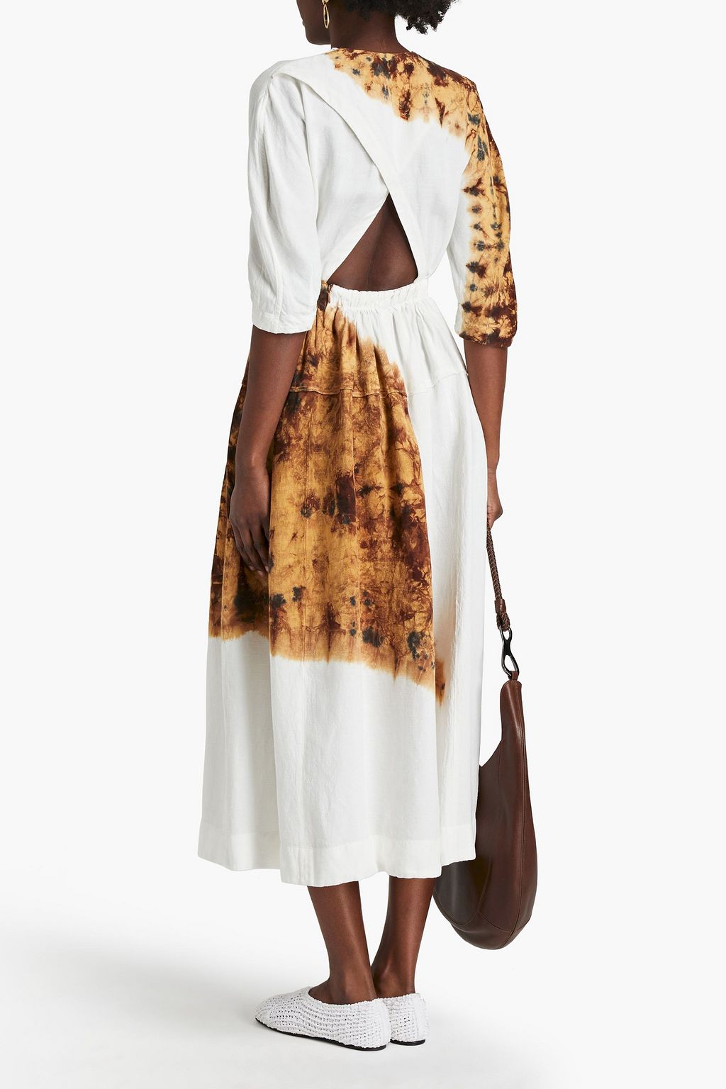 PROENZA SCHOULER Cutout ruffle-trimmed tie-dyed twill midi dress