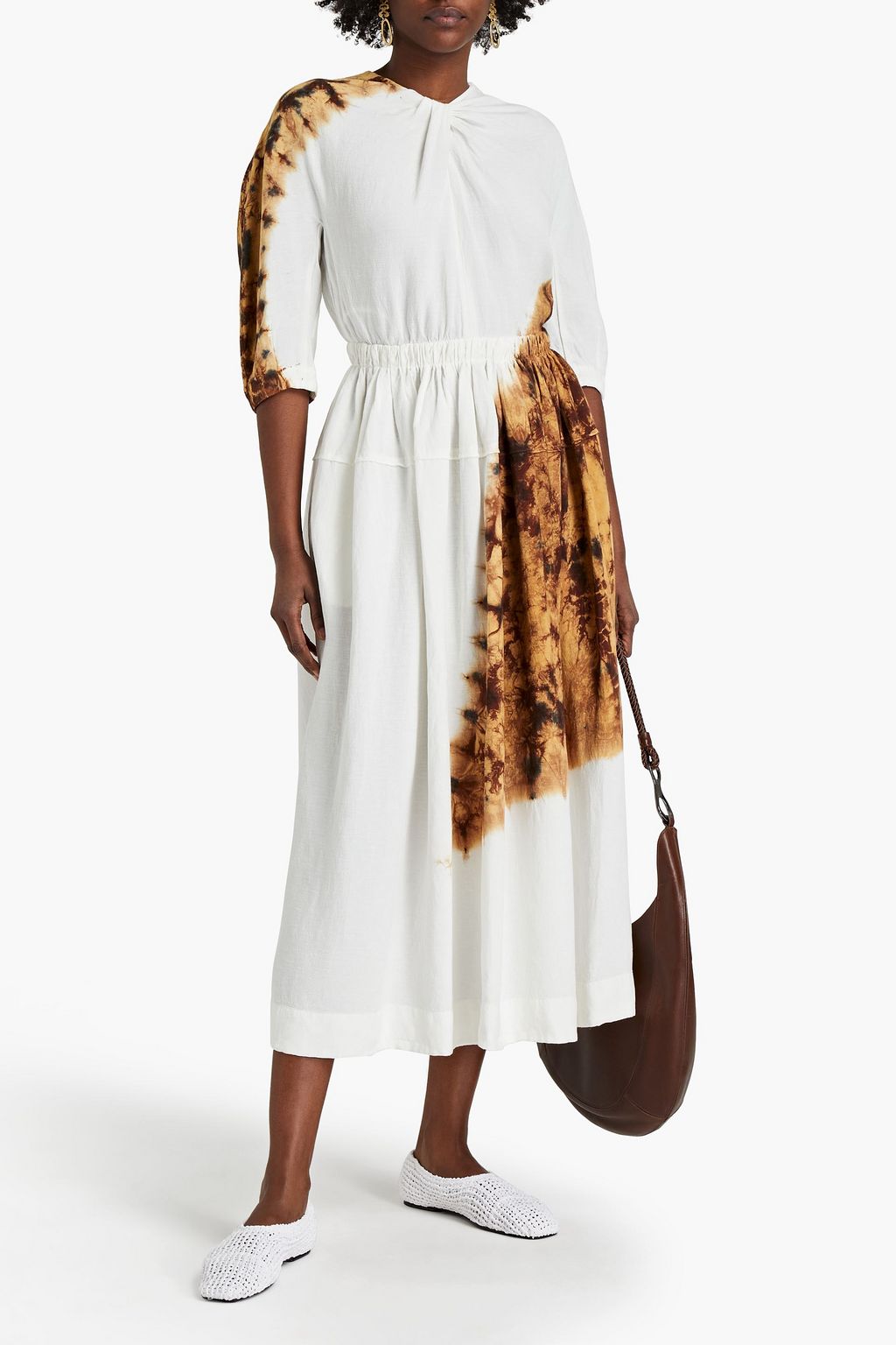 PROENZA SCHOULER Cutout ruffle-trimmed tie-dyed twill midi dress
