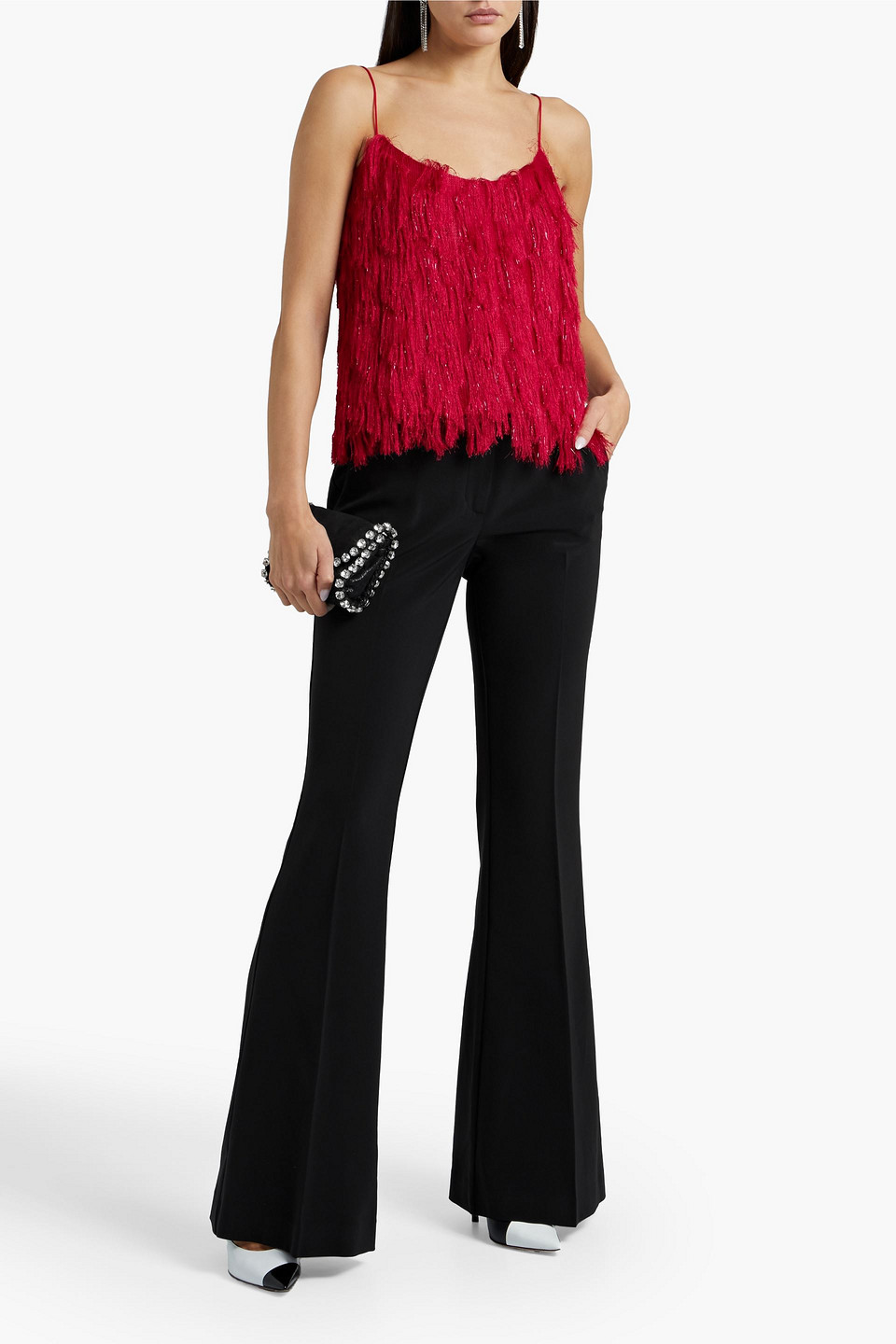 Rachel Zoe Baldwin Crepe Flared Trousers In Black