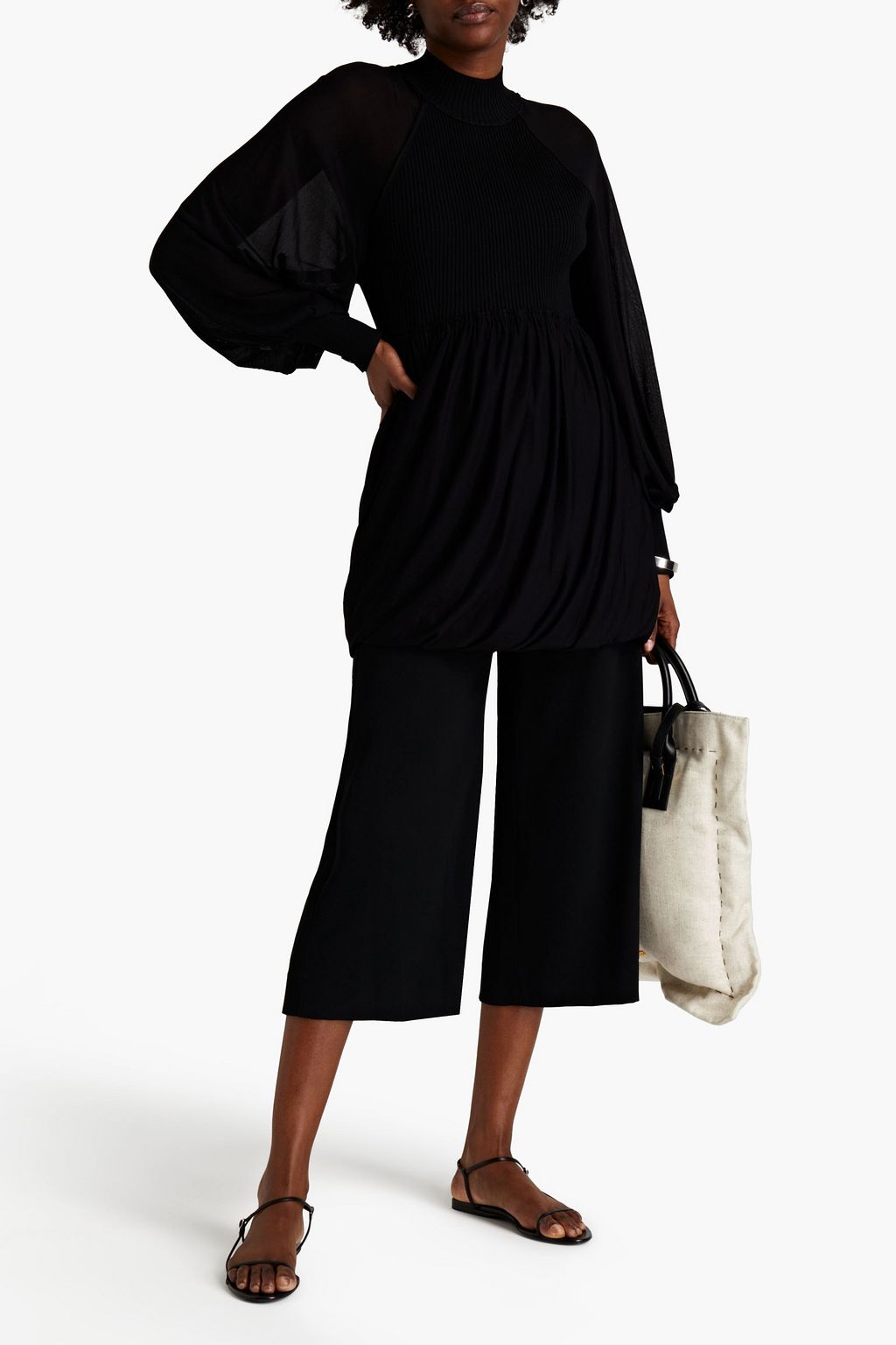 PROENZA SCHOULER Paneled jersey and ribbed-knit top